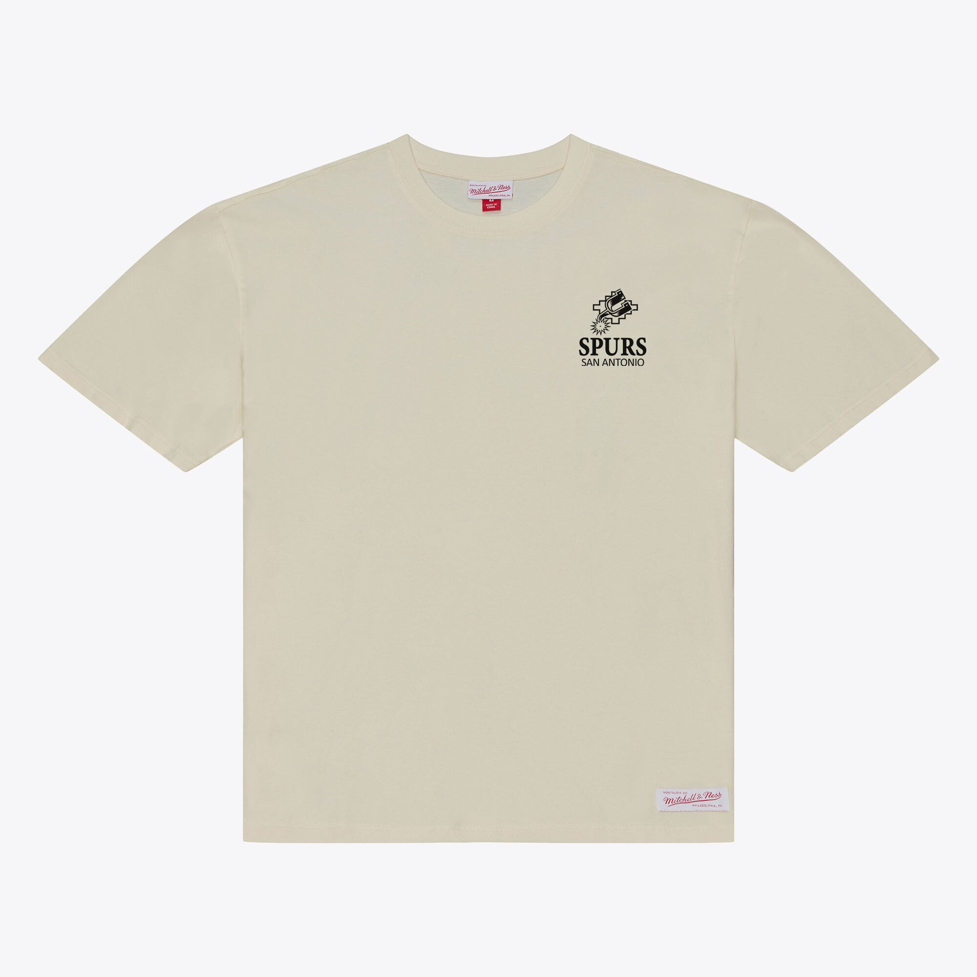 T-shirt Mitchell & Ness crème San Antonio Spurs Core Essentials pour homme