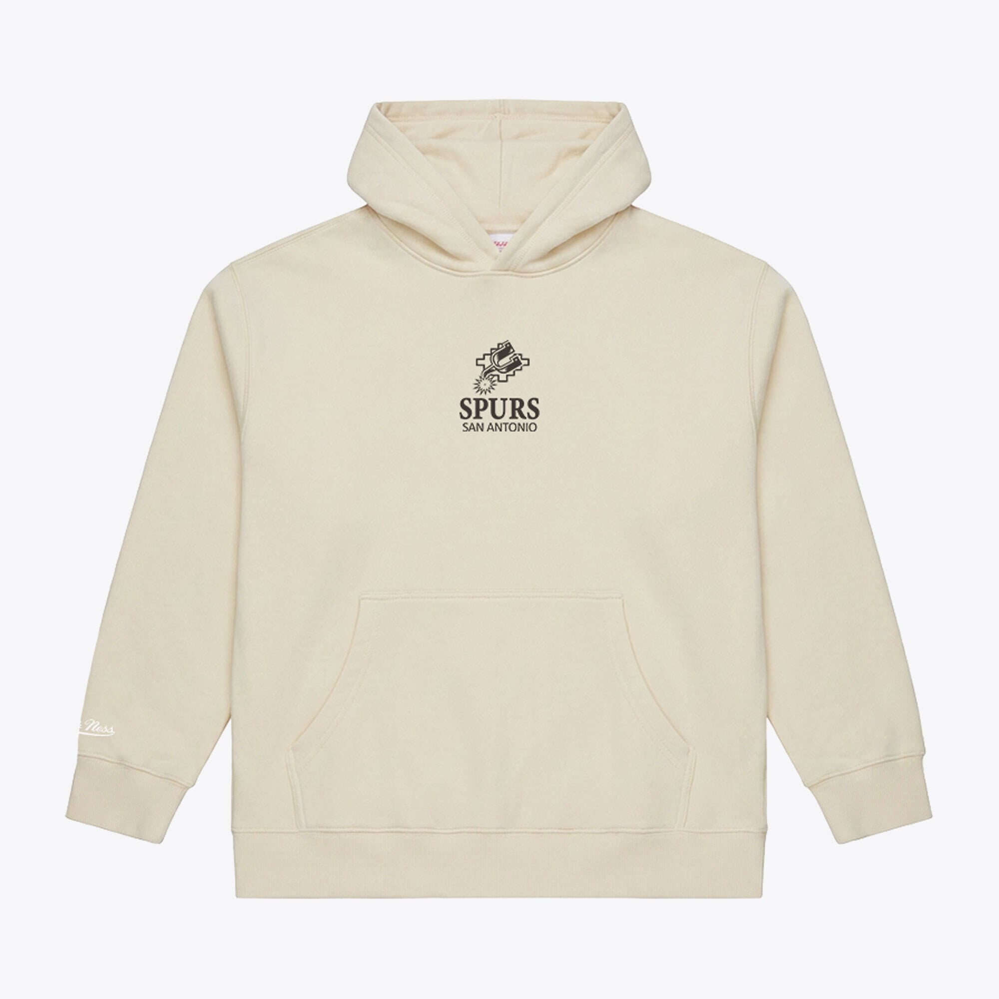 Sweat à capuche Mitchell & Ness Core Fleece crème pour homme, San Antonio Spurs
