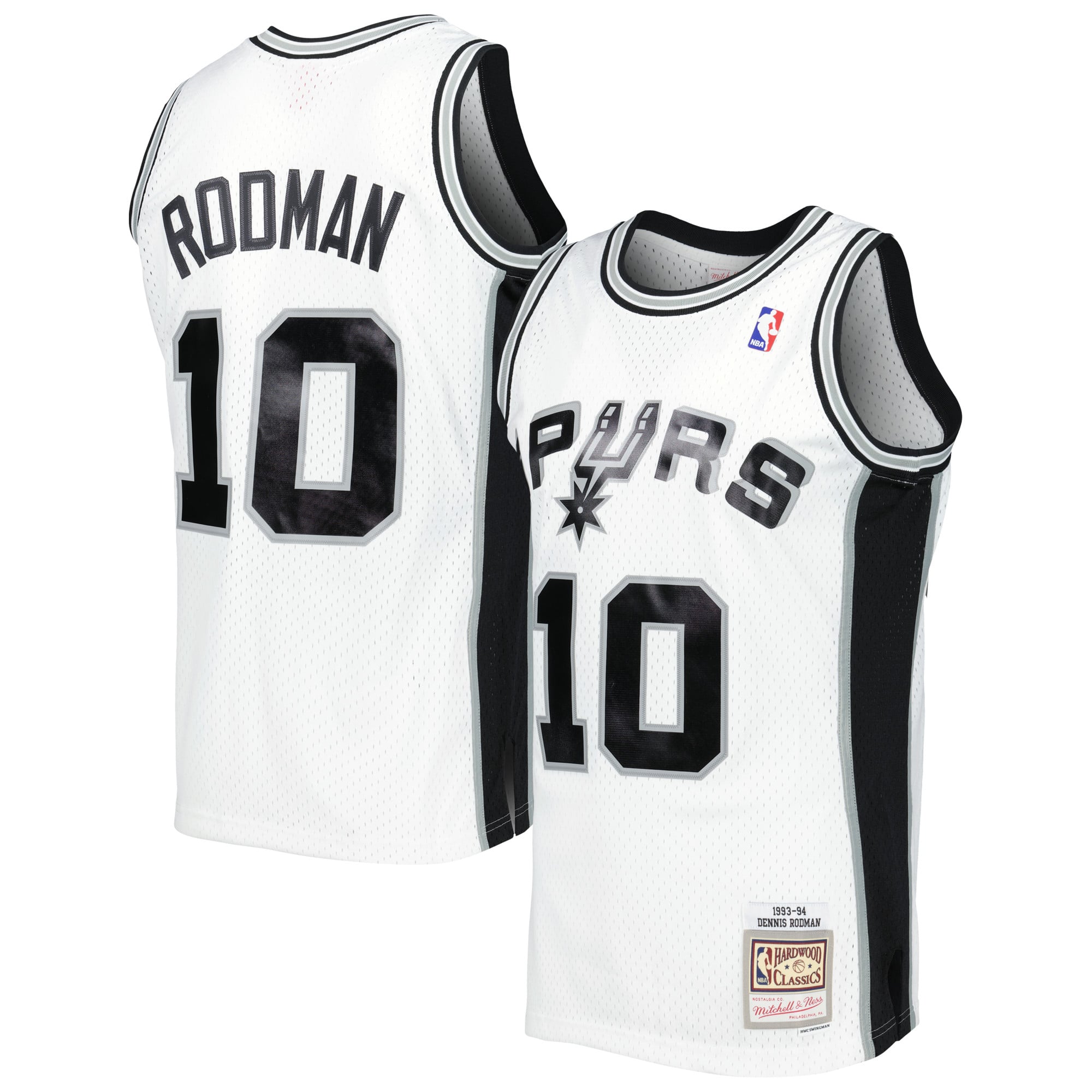 Men's Mitchell & Ness Dennis Rodman White San Antonio Spurs 1993