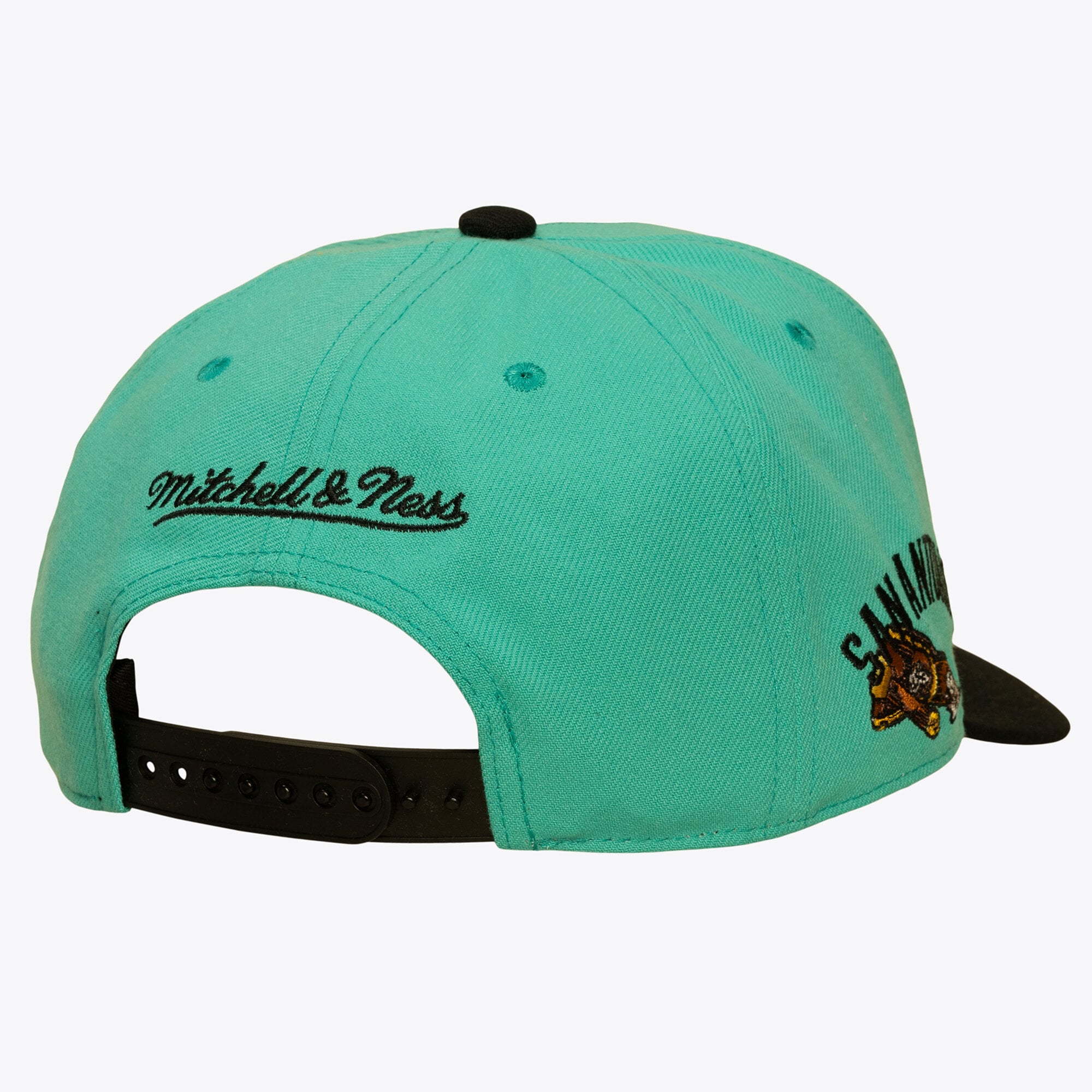 Casquette snapback Mitchell & Ness pour homme, bleu sarcelle/noir, San Antonio Spurs In the City Pro Pinch