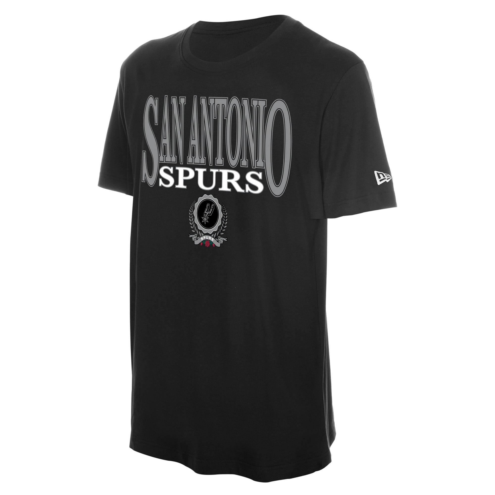 Men's New Era Black San Antonio Spurs Chest Stamp T-Shirt
