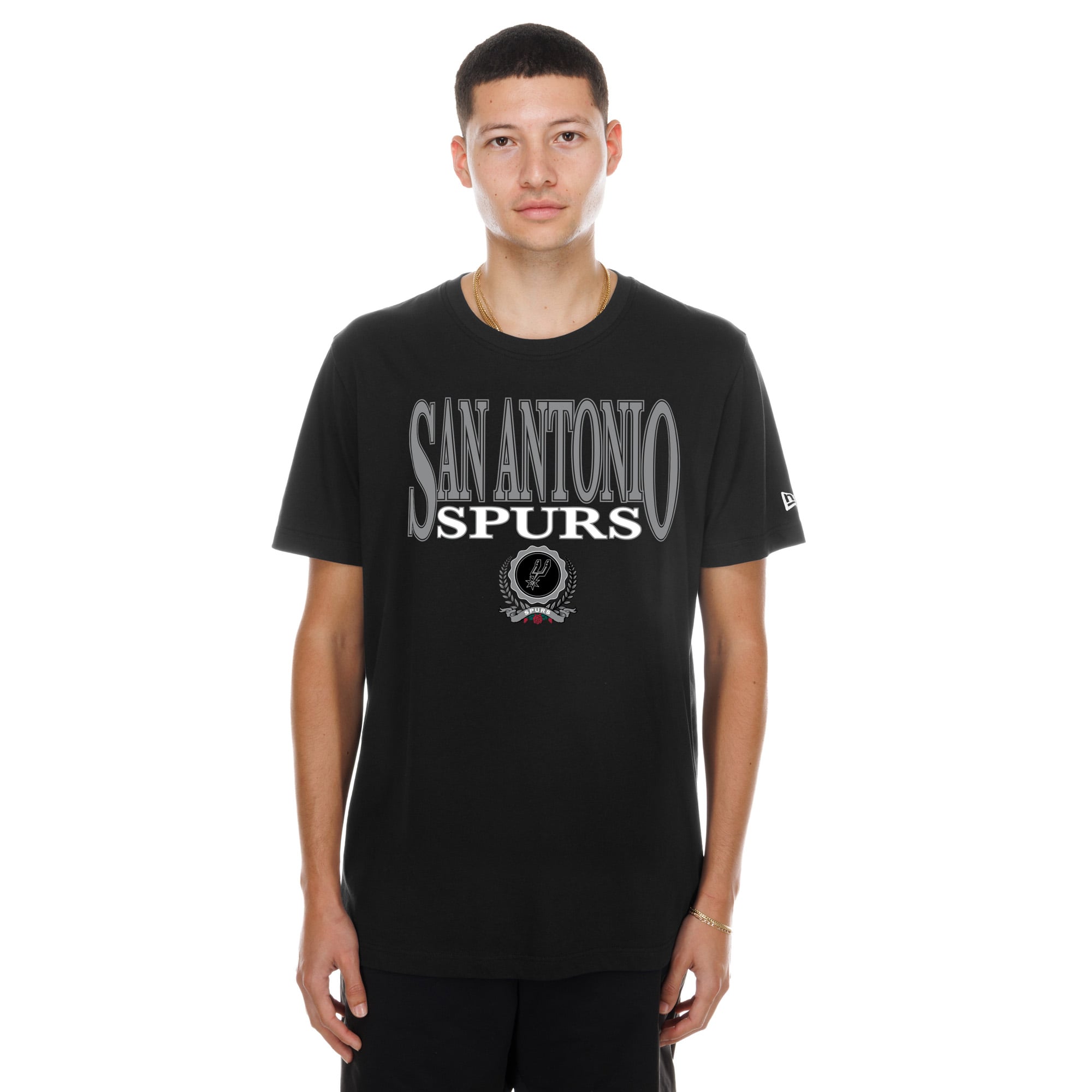 Men's New Era Black San Antonio Spurs Chest Stamp T-Shirt