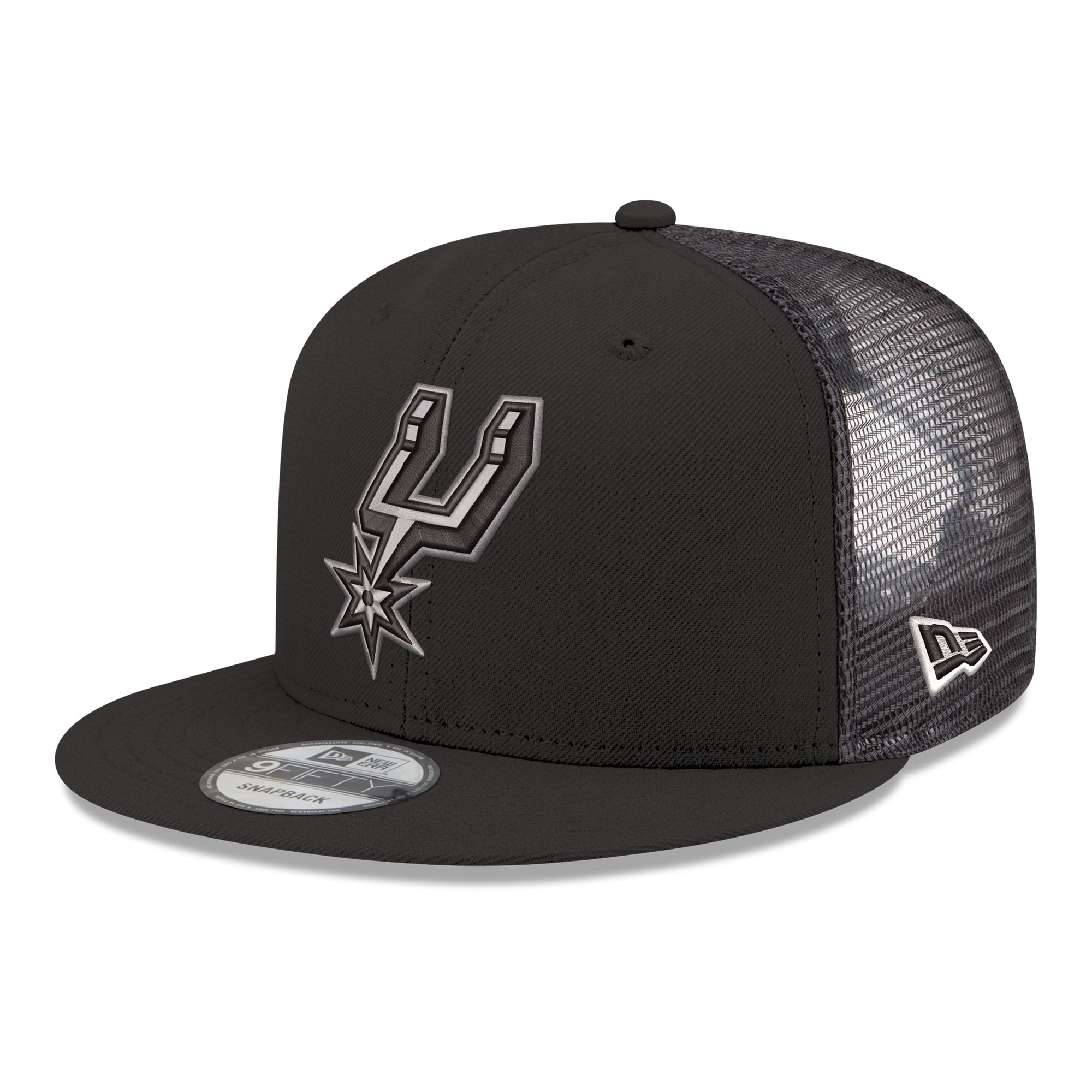 Men's San Antonio Spurs New Era Black Core Logo Meshback 9FIFTY Snapback Hat