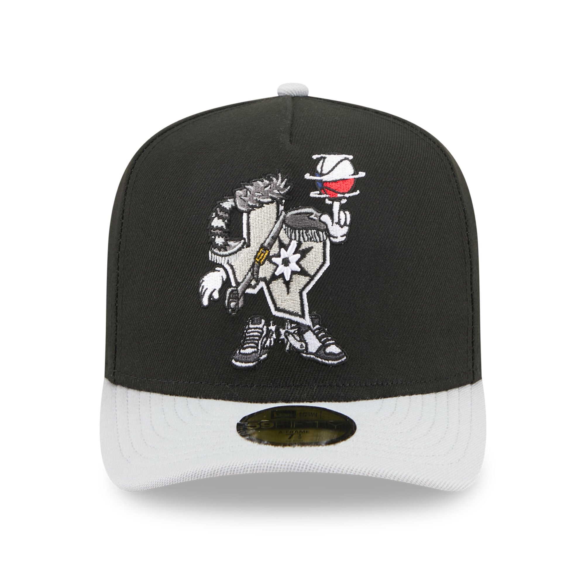 Casquette ajustée New Era 59FIFTY noire pour homme, logo San Antonio Spurs Injection Cartoon, style A-Frame
