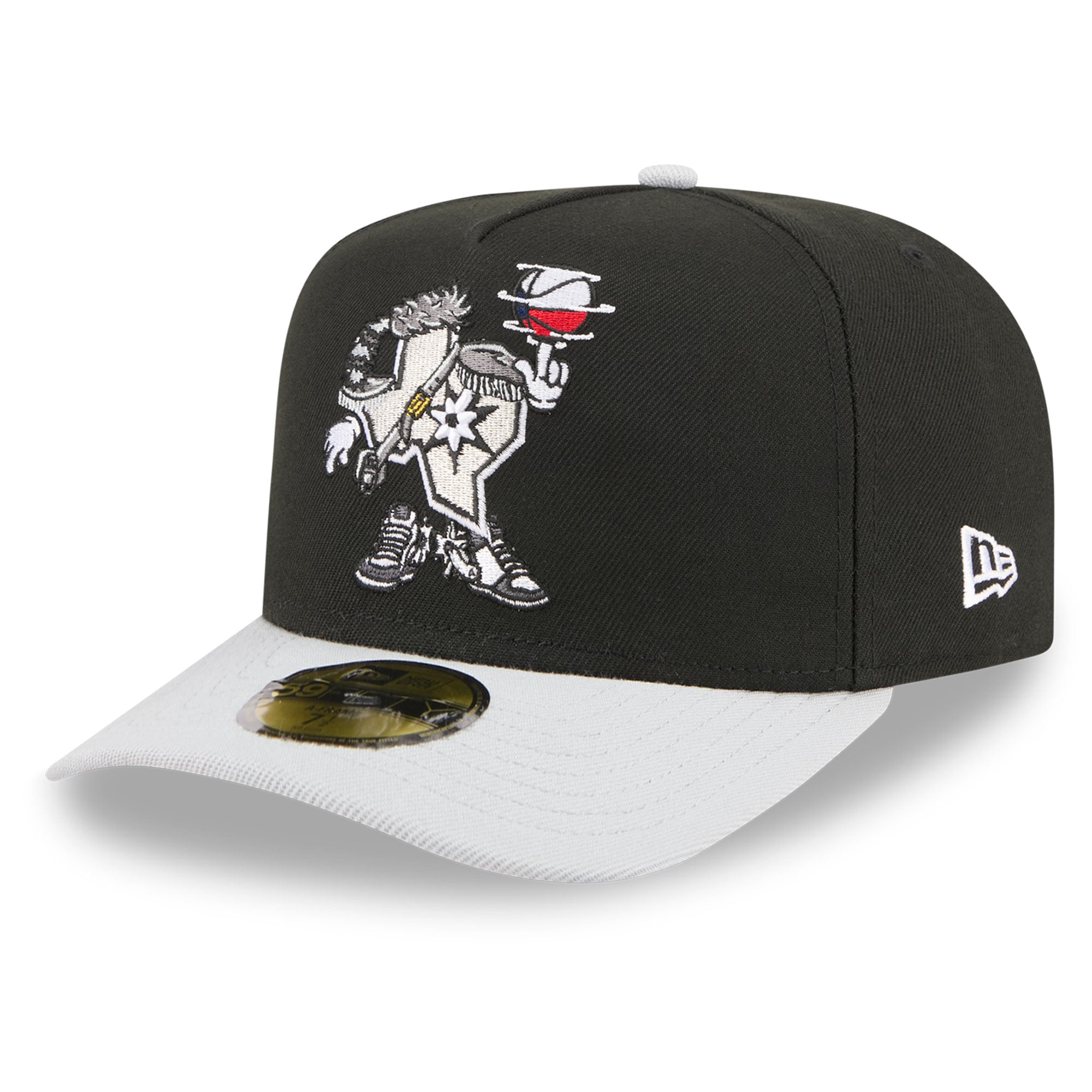 Casquette ajustée New Era 59FIFTY noire pour homme, logo San Antonio Spurs Injection Cartoon, style A-Frame