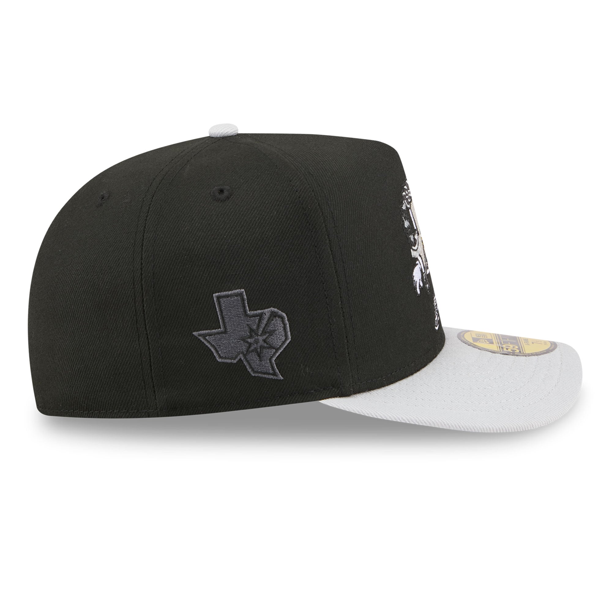 Casquette ajustée New Era 59FIFTY noire pour homme, logo San Antonio Spurs Injection Cartoon, style A-Frame