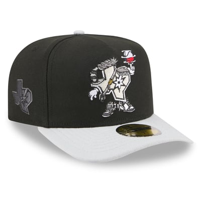  San Antonio Spurs New Era Injection Cartoon Logo A-Frame 59FIFTY Fitted Hat - Black
