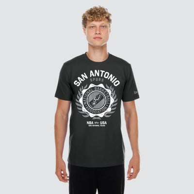  San Antonio Spurs New Era Laurel Crest Flocking T-Shirt - Black
