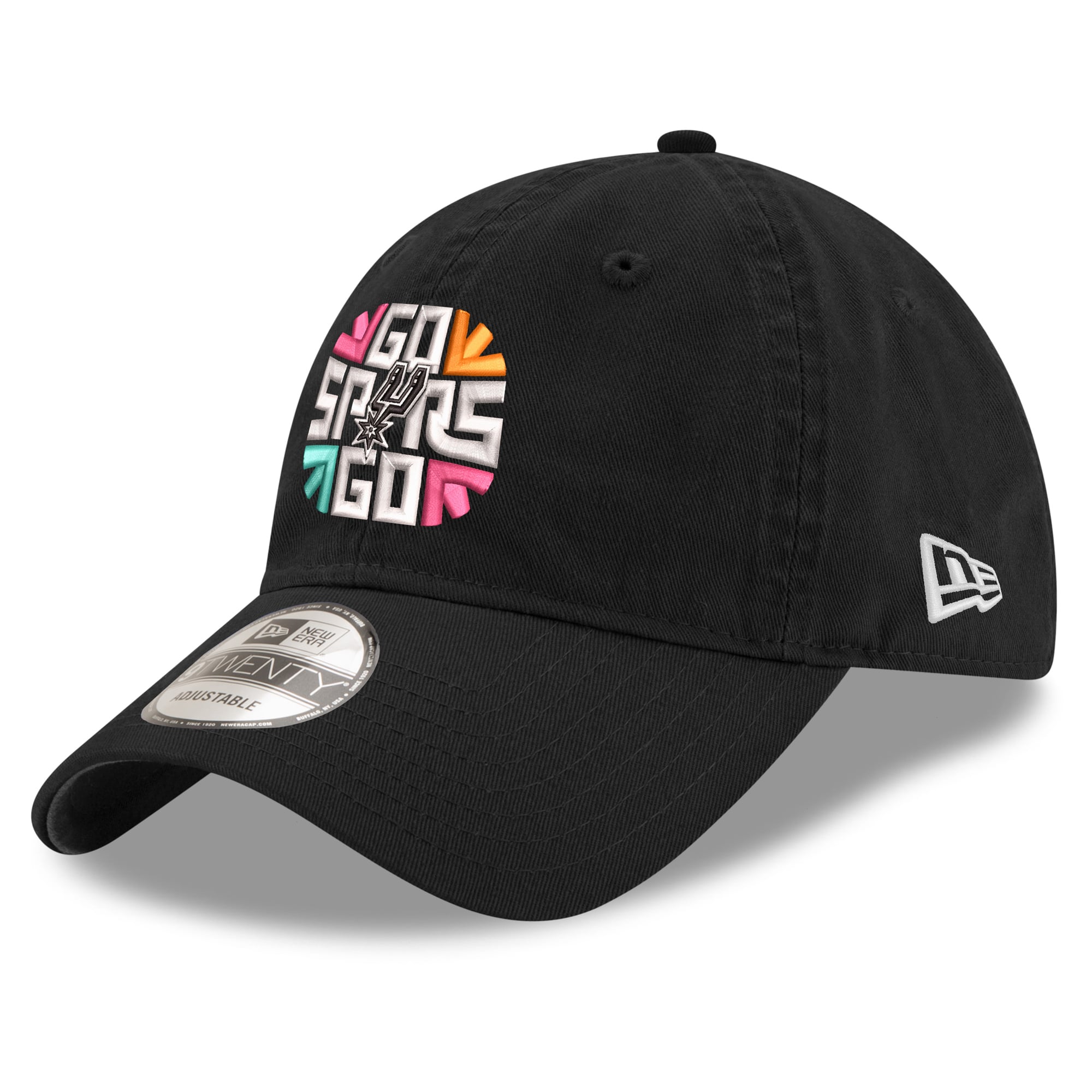 Men's San Antonio Spurs New Era Black Slogan 9TWENTY Adjustable Hat