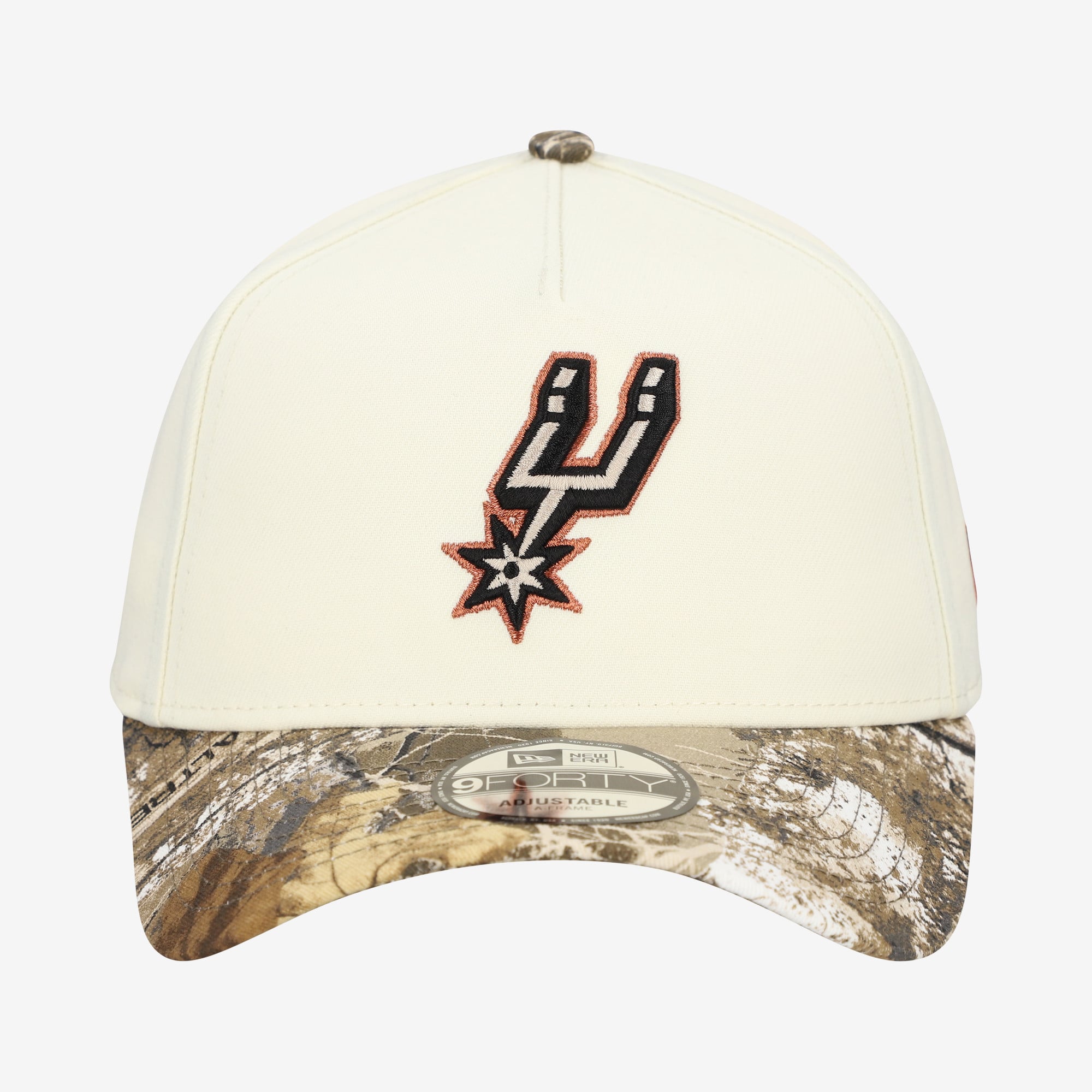 Men's New Era Cream San Antonio Spurs Realtree Chrome Two-Tone 9FORTY A-Frame Adjustable Hat