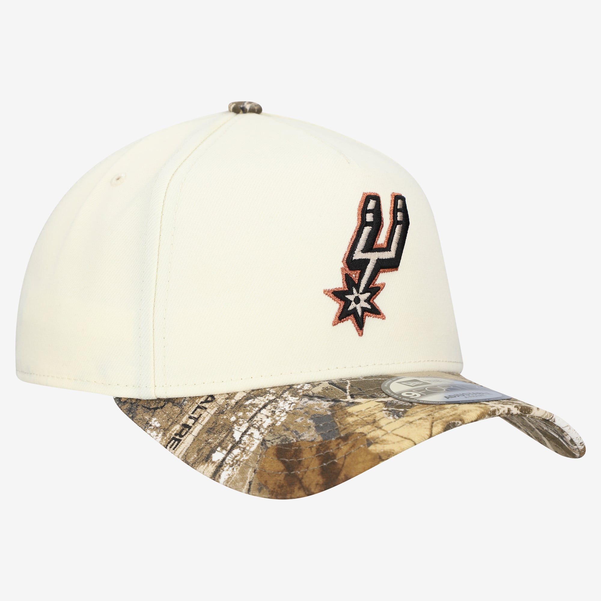 Men's New Era Cream San Antonio Spurs Realtree Chrome Two-Tone 9FORTY A-Frame Adjustable Hat