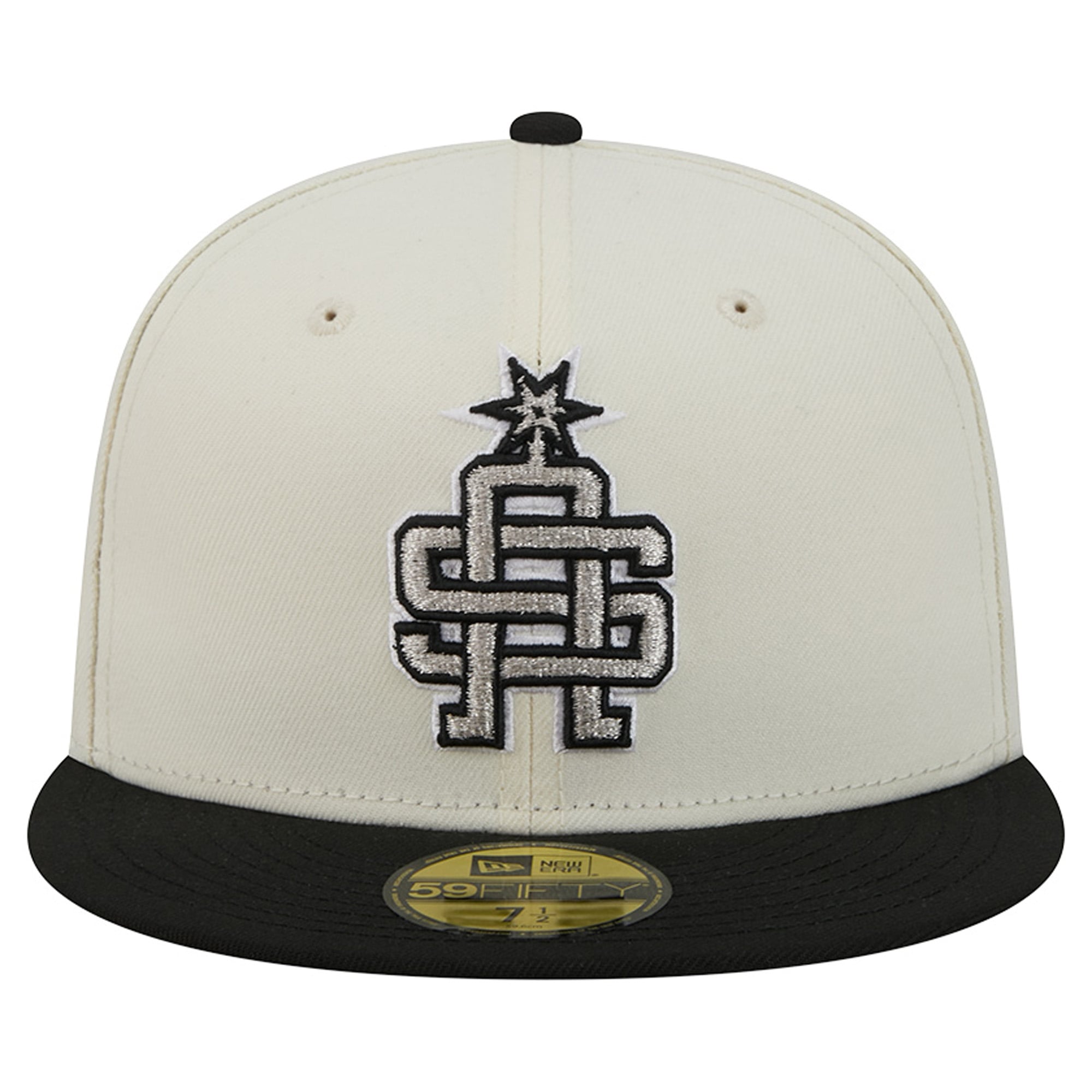 Men's New Era Cream/Black San Antonio Spurs Deceptor 59FIFTY Fitted Hat