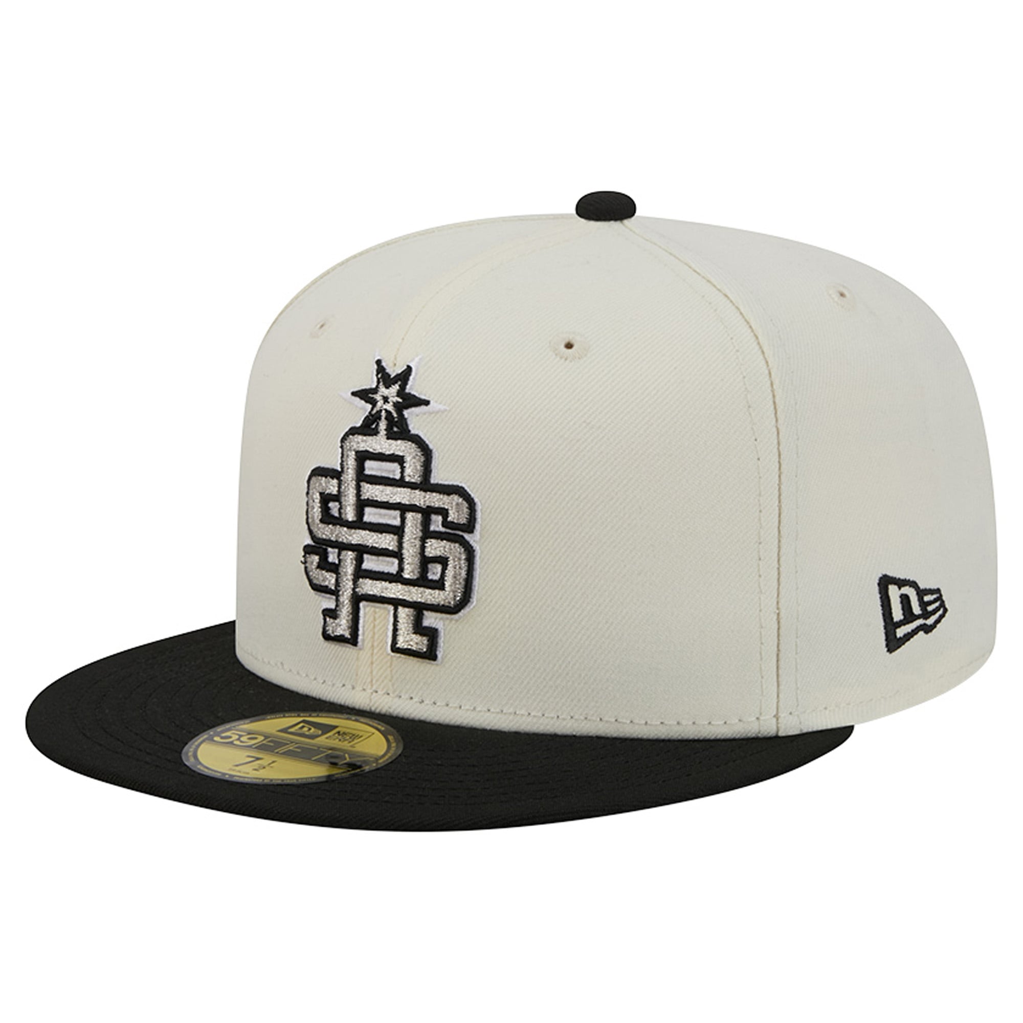 Men's New Era Cream/Black San Antonio Spurs Deceptor 59FIFTY Fitted Hat