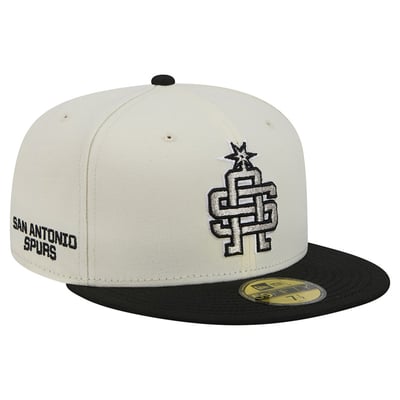 San Antonio Spurs New Era Deceptor 59FIFTY Fitted Hat - Cream/Black