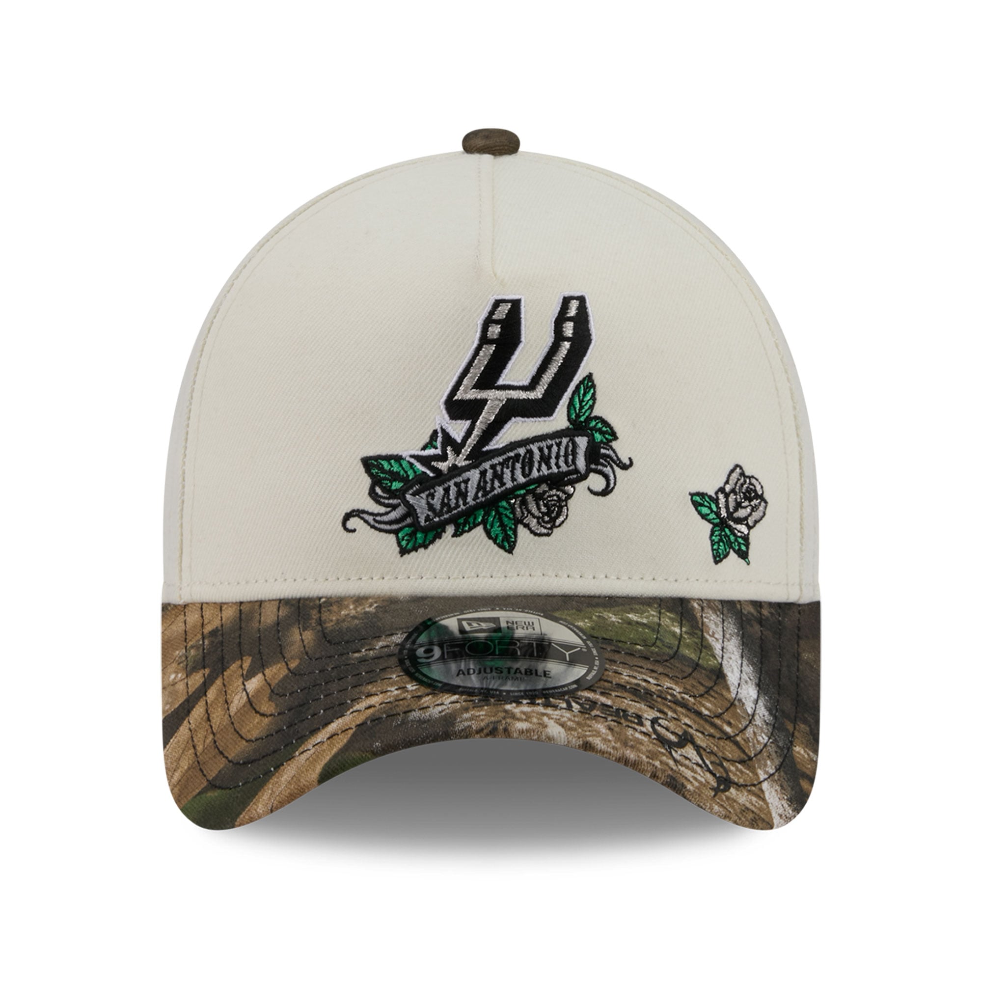 Casquette ajustable New Era crème/camouflage San Antonio Spurs Rose Banner 9FORTY pour homme