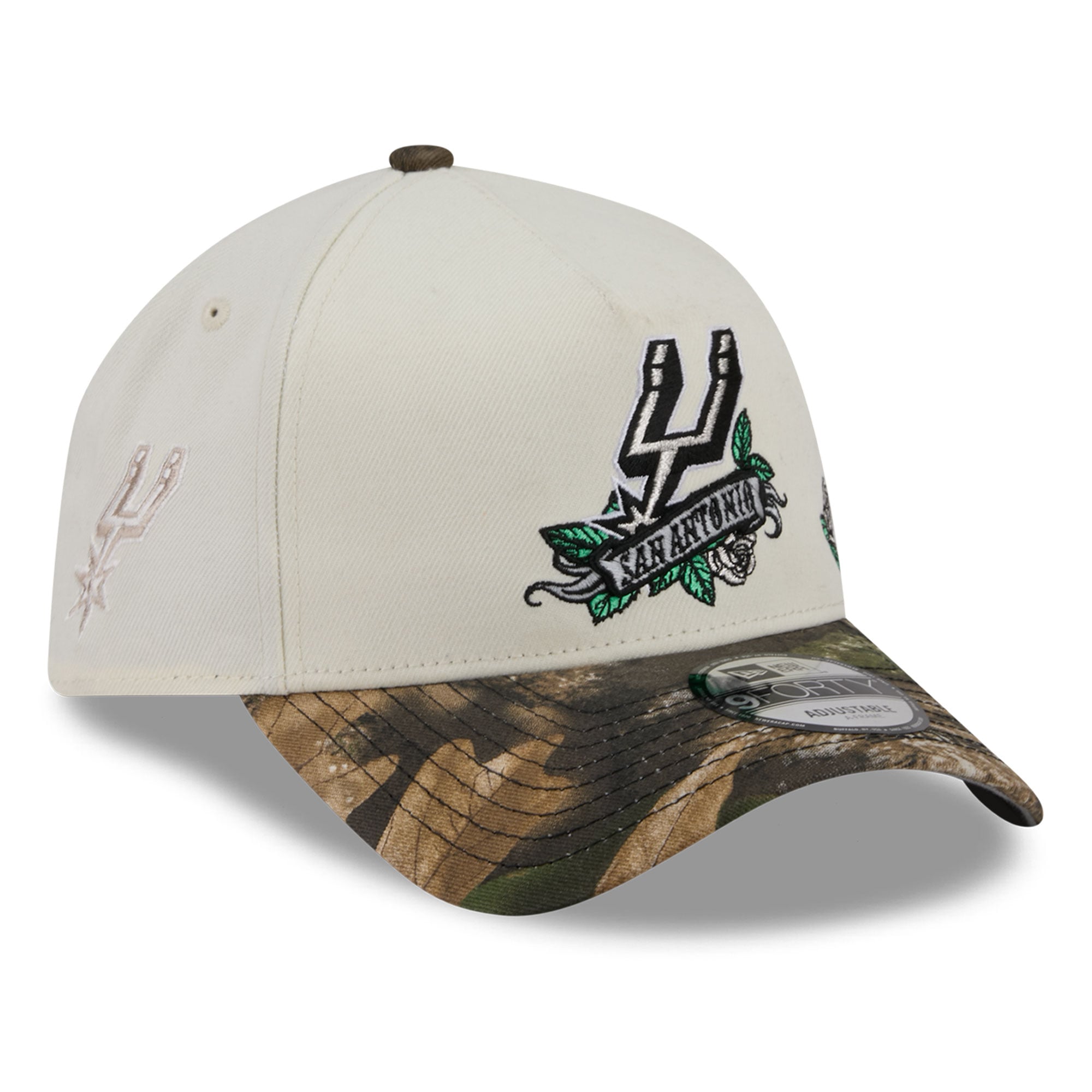 Casquette ajustable New Era crème/camouflage San Antonio Spurs Rose Banner 9FORTY pour homme
