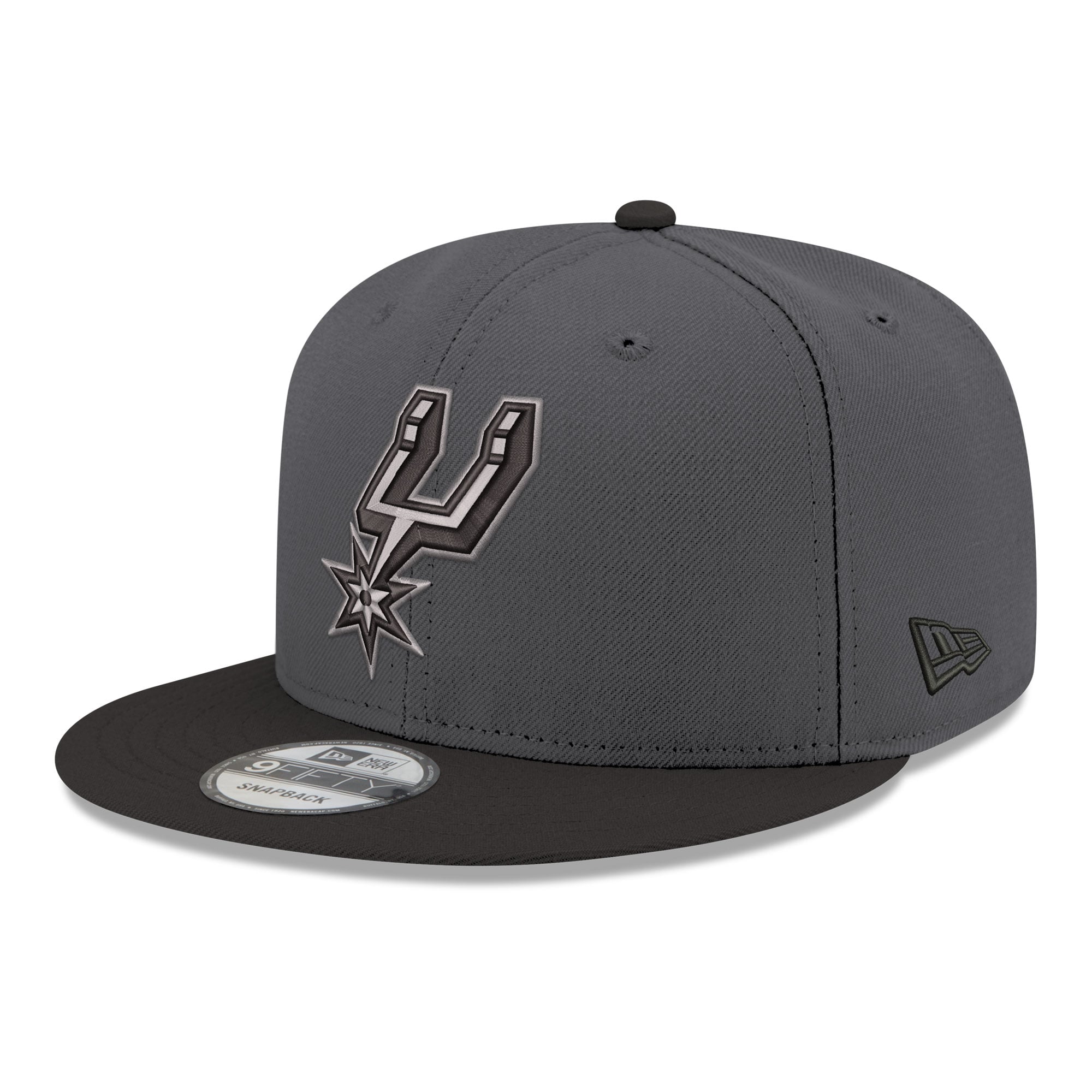 Men's New Era Gray/Black San Antonio Spurs Logo 2-Tone 9FIFTY Snapback Hat