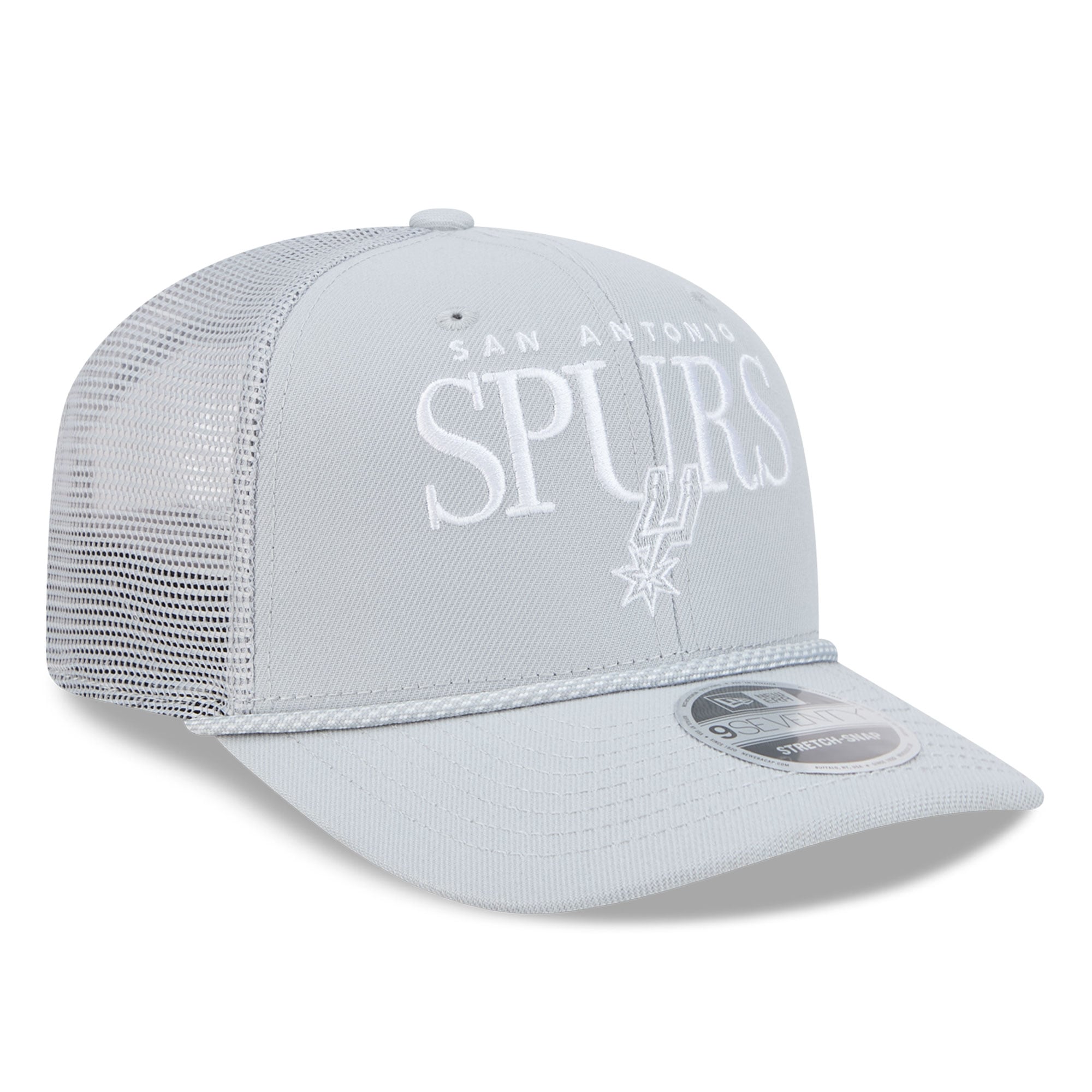 Men's New Era Silver San Antonio Spurs Tonal 9SEVENTY Adjustable Trucker Hat