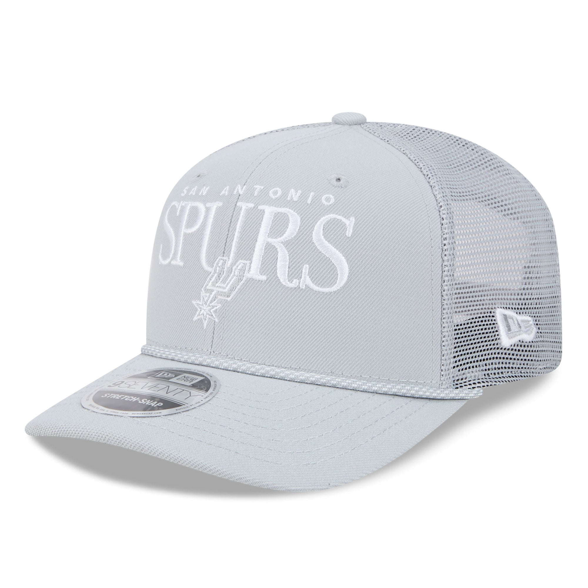 Men's San Antonio Spurs New Era Silver Tonal 9SEVENTY Adjustable Trucker Hat