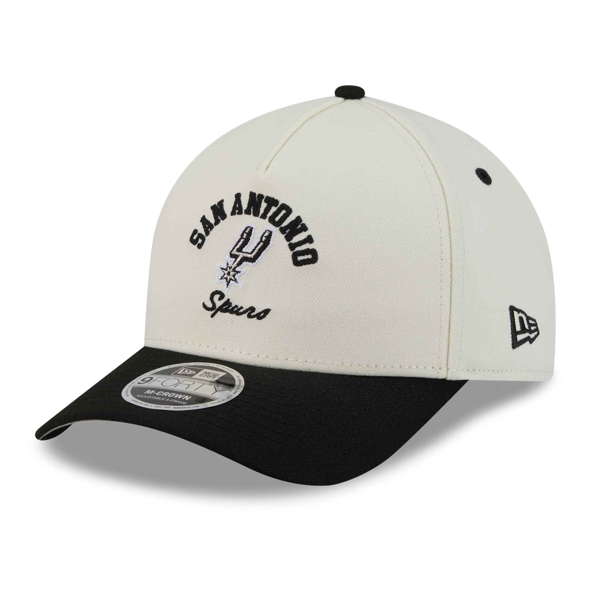 Casquette ajustable New Era blanche et noire San Antonio Spurs Arch 9FORTY A-Frame M-Crown pour homme