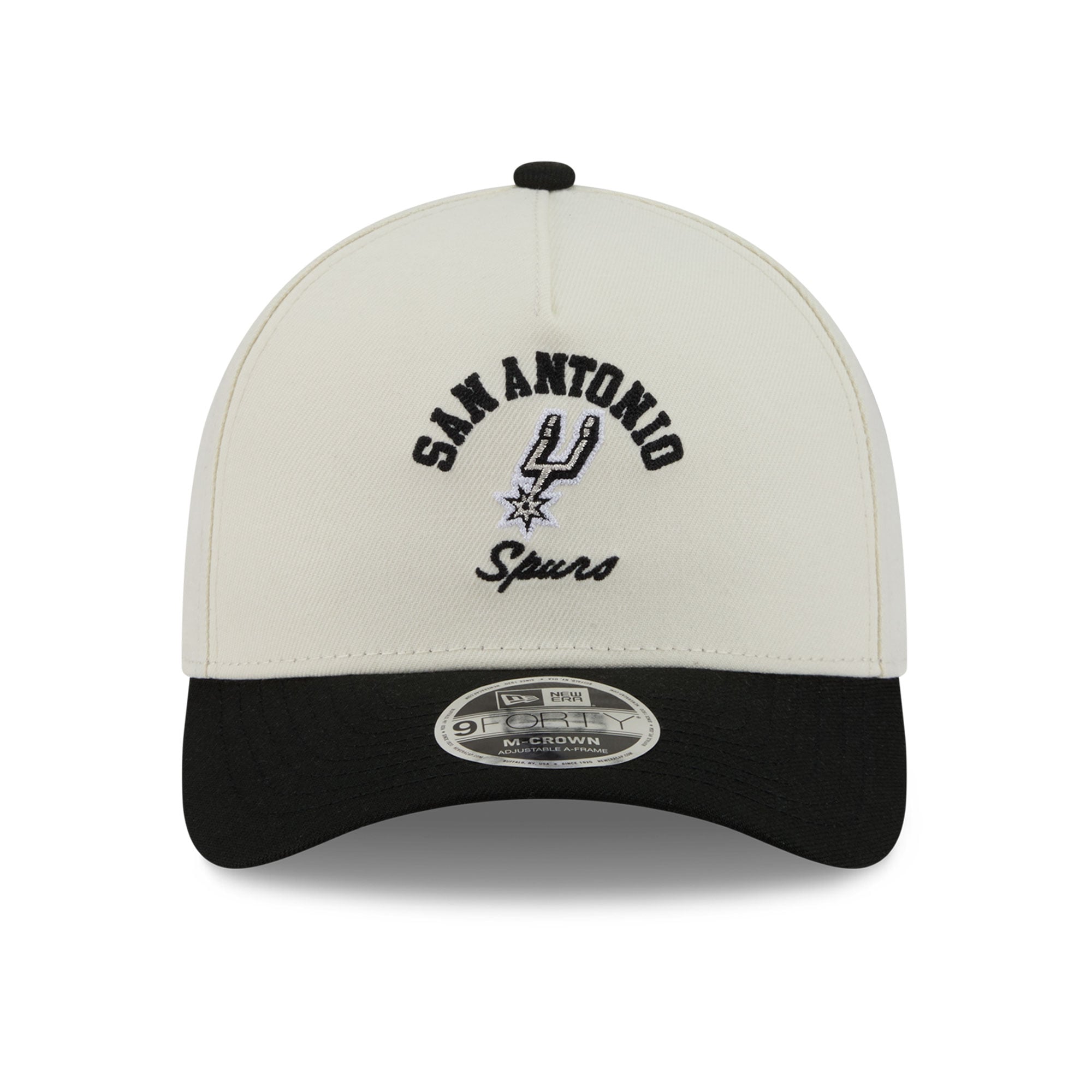 Casquette ajustable New Era blanche et noire San Antonio Spurs Arch 9FORTY A-Frame M-Crown pour homme