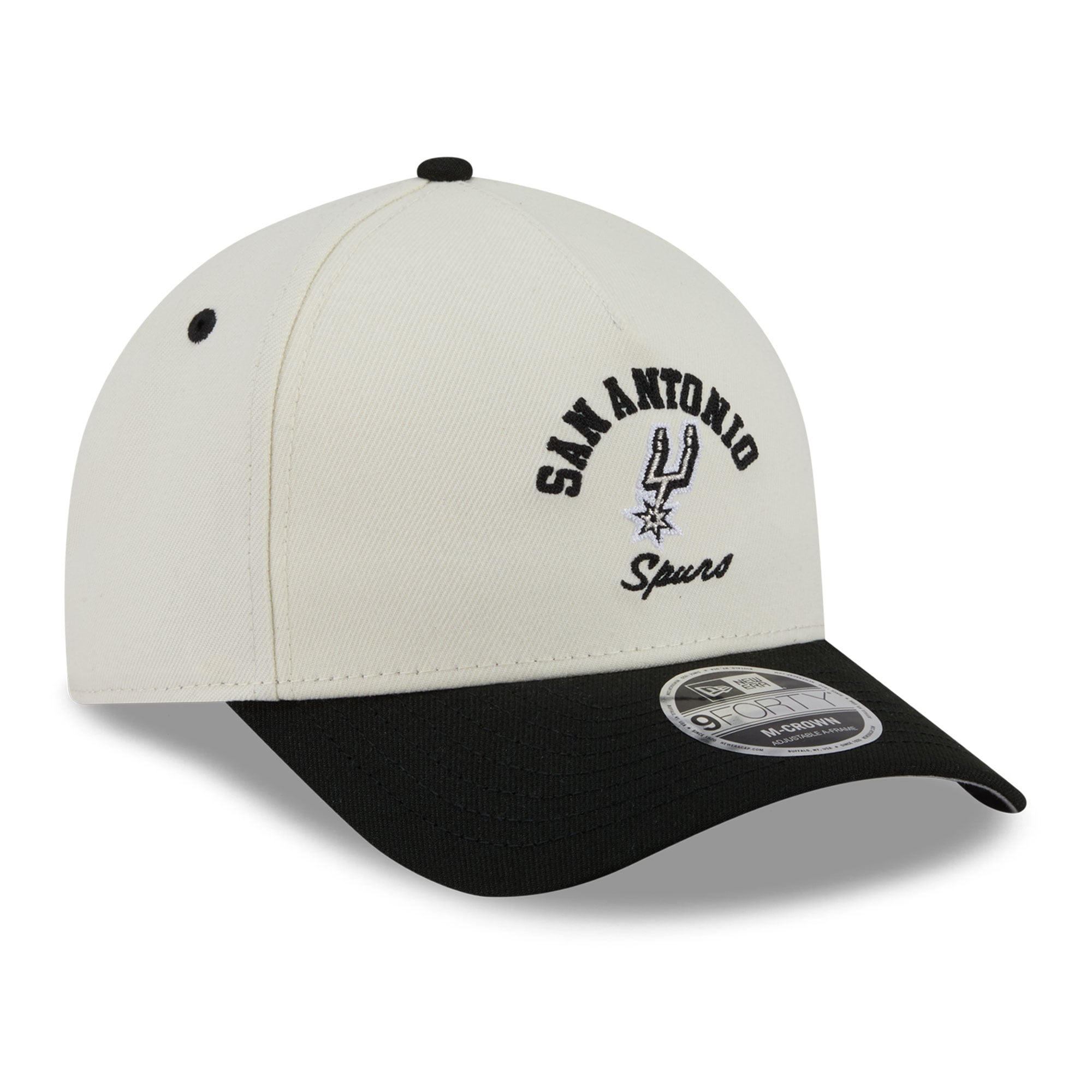 Casquette ajustable New Era blanche et noire San Antonio Spurs Arch 9FORTY A-Frame M-Crown pour homme