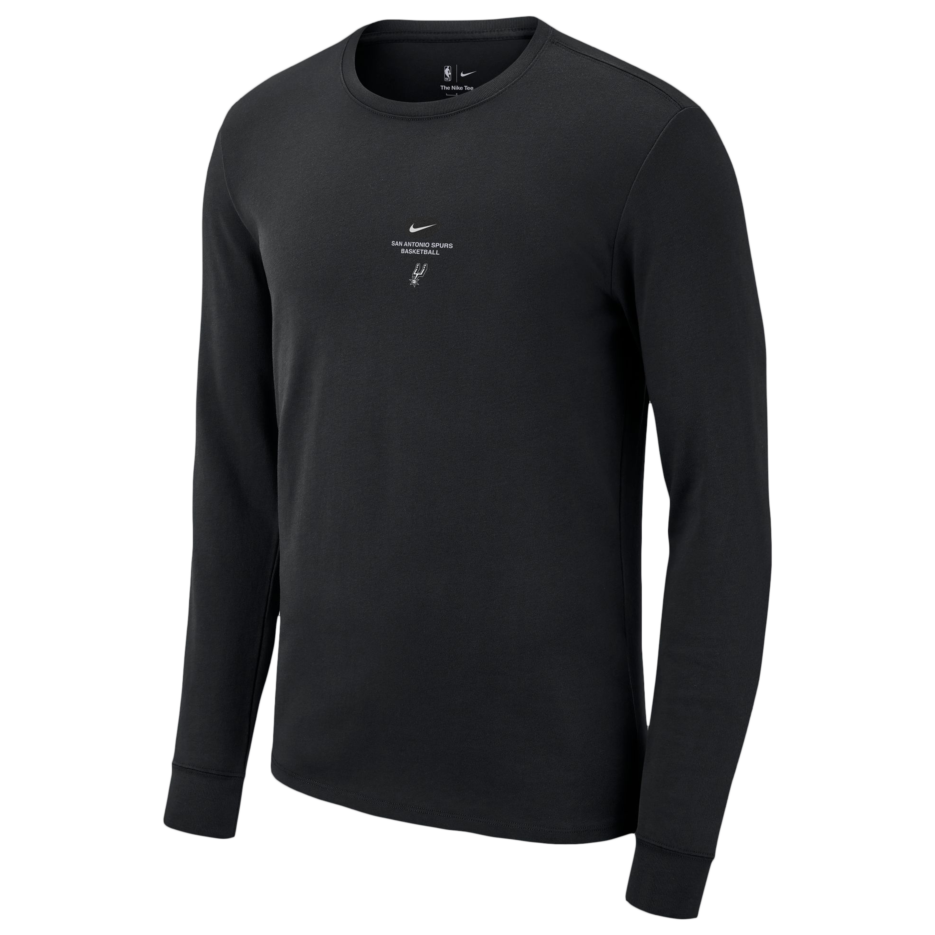 T-shirt d'entraînement à manches longues Nike San Antonio Spurs noir pour homme, édition standard 2026