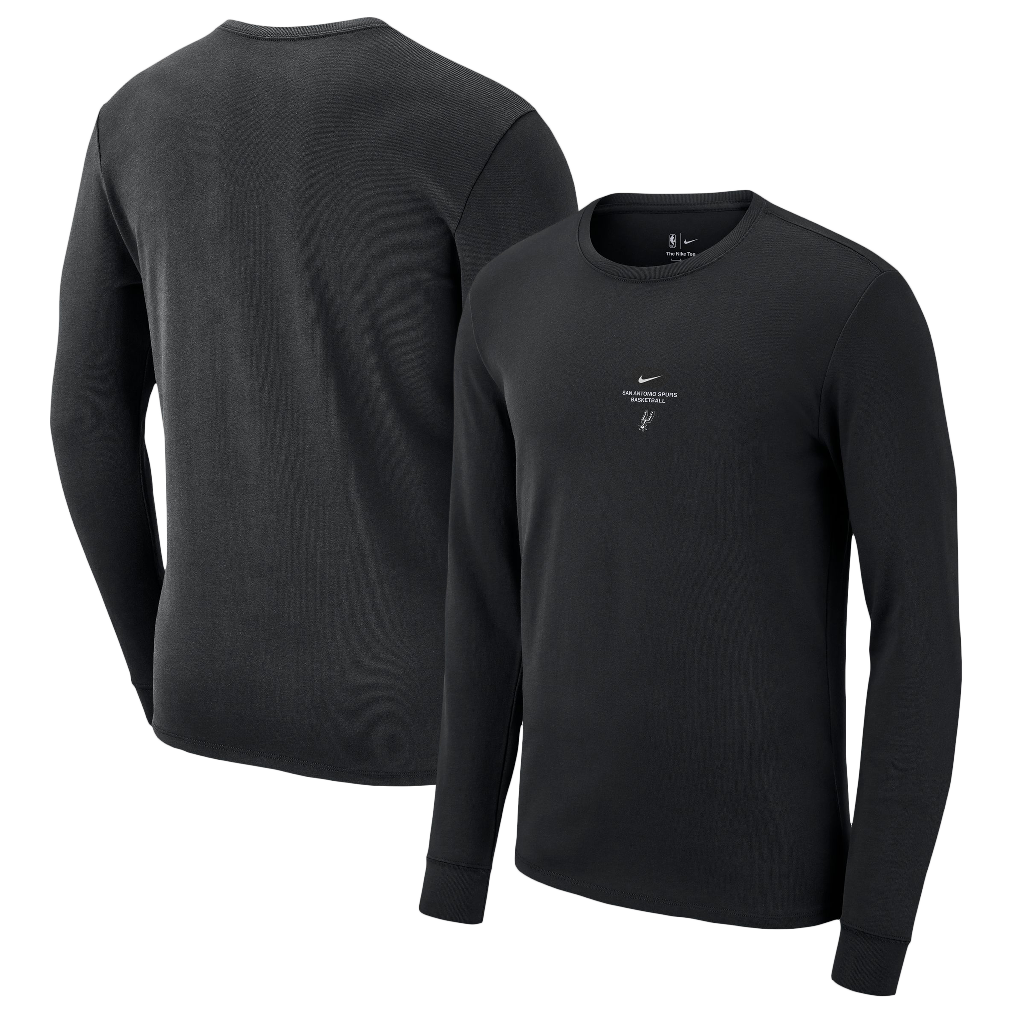 T-shirt d'entraînement à manches longues Nike San Antonio Spurs noir pour homme, édition standard 2026