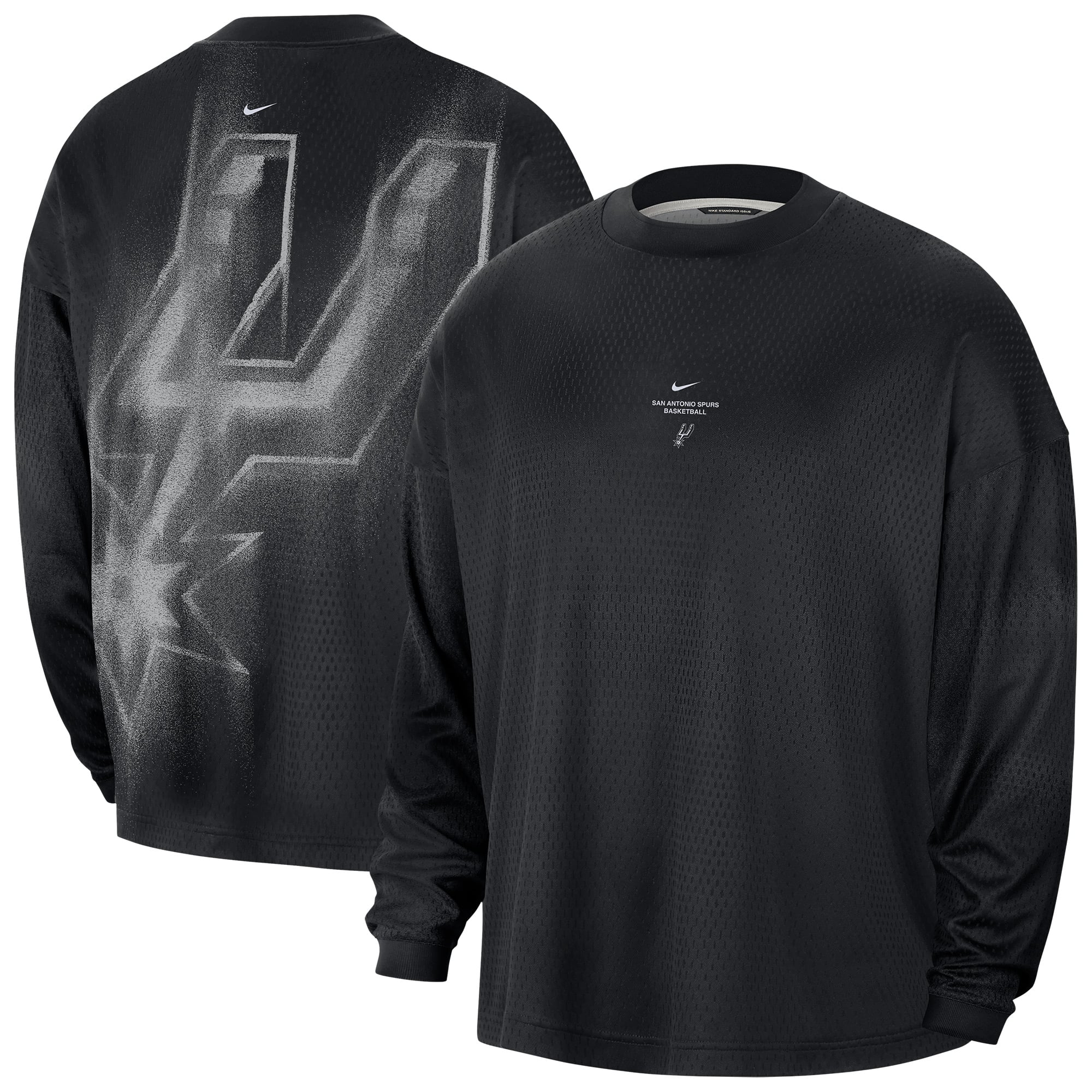 Men's Nike Black San Antonio Spurs 2026 Standard Issue Pre-Game Performance Long Sleeve T-Shirt