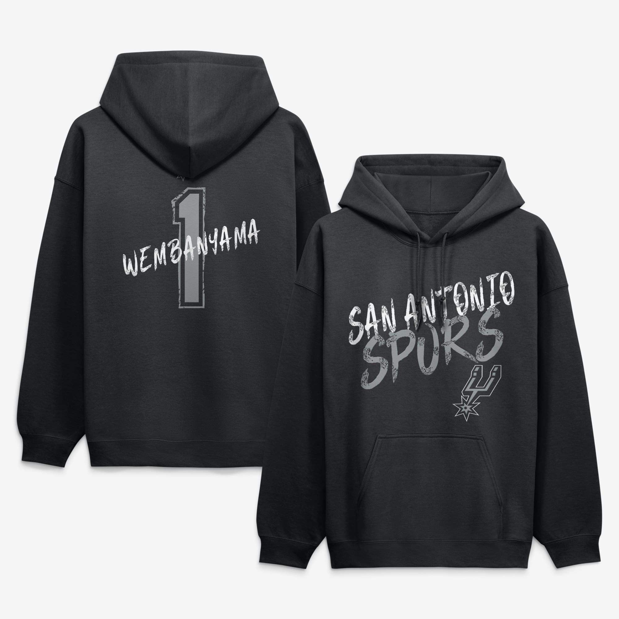 Men's Victor Wembanyama Black San Antonio Spurs Hustle Name & Number Hoodie