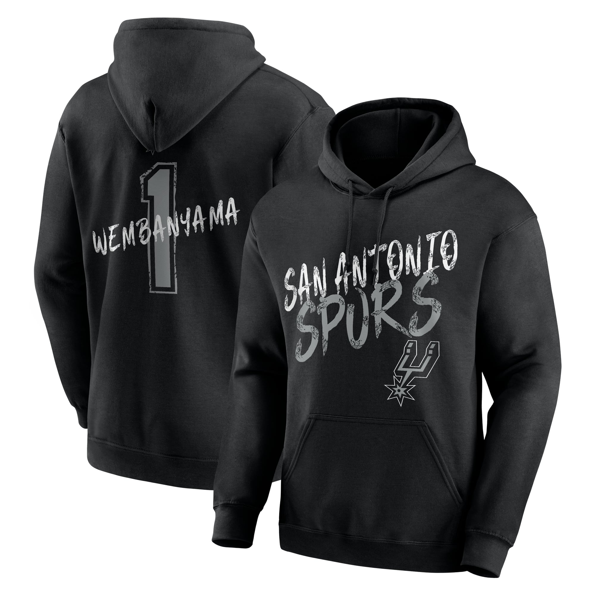 Men's Victor Wembanyama Black San Antonio Spurs Hustle Name & Number Hoodie