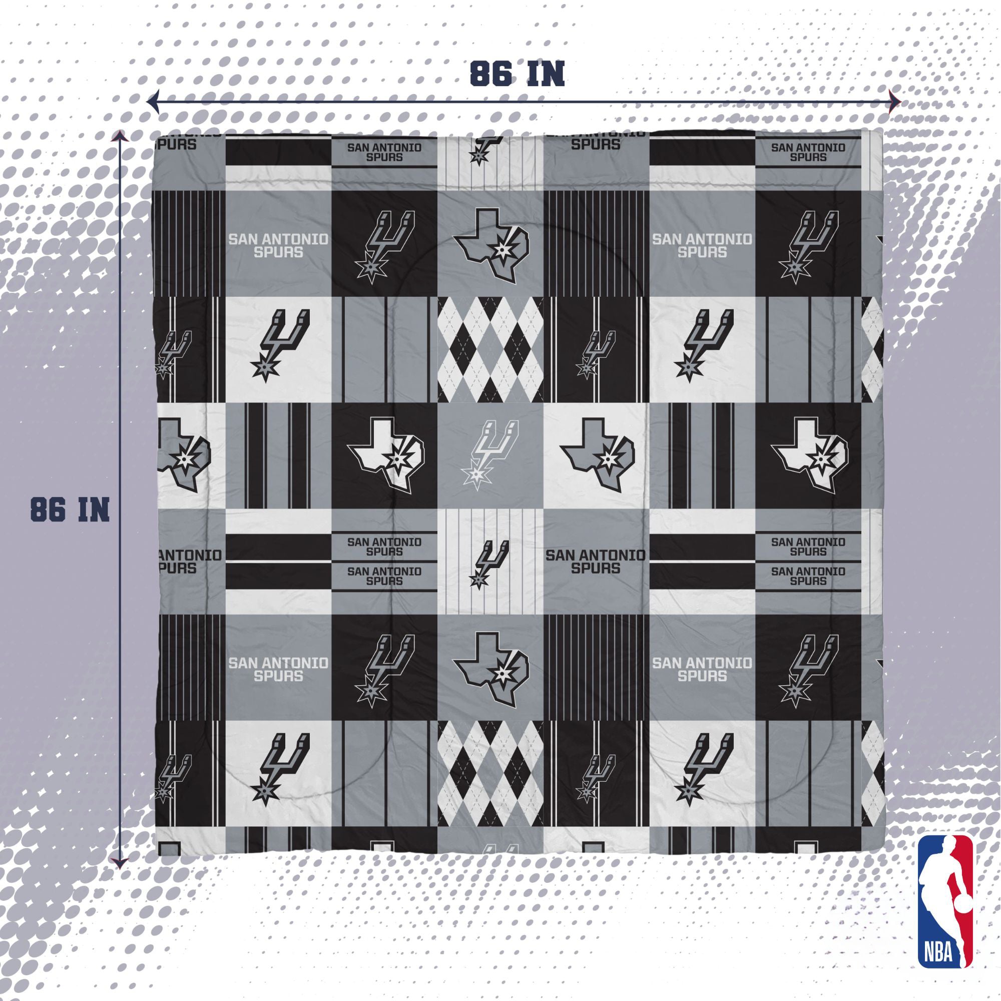 Pegasus San Antonio Spurs Patchwork Plaid Three-Piece Full/Queen Bed in a Bag Set