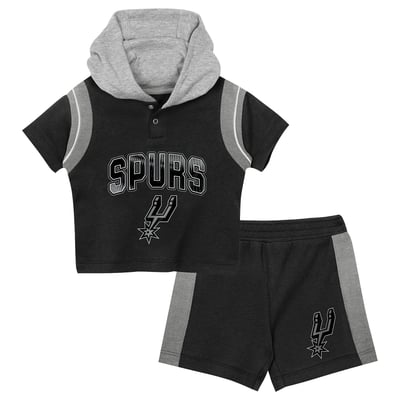 San Antonio Spurs Outerstuff Preschool Get Back Short Sleeve Hoodie & Shorts Two-Pack Set - Black