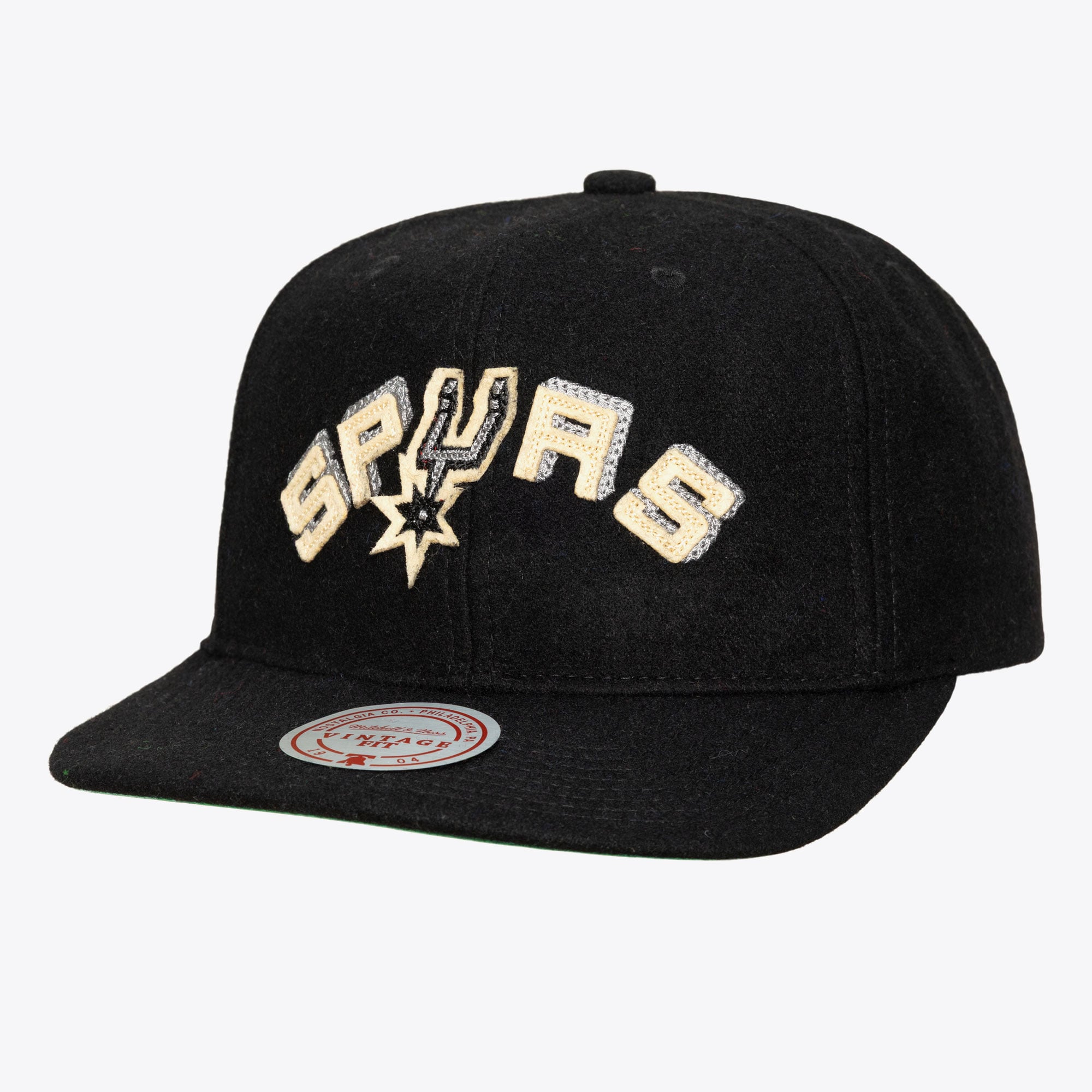 San Antonio Spurs Black Hardwood Classics Retro Roots Melton Strapback Hat