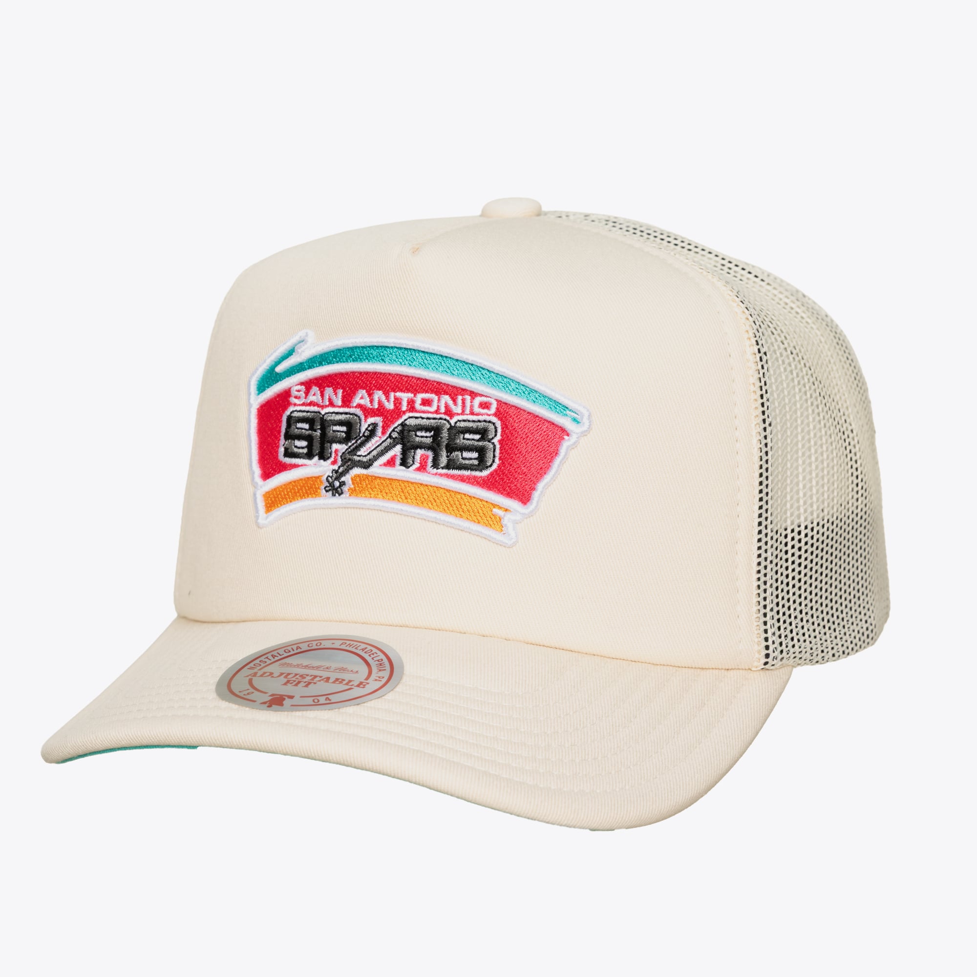San Antonio Spurs Cream Hardwood Classics Trucker Adjustable Hat
