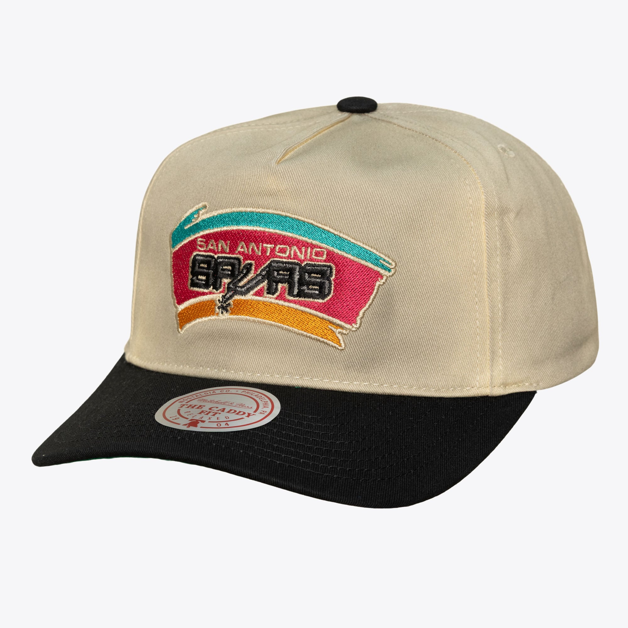 San Antonio Spurs Cream/Black Hardwood Classics Retro Roots Caddy Snapback Hat