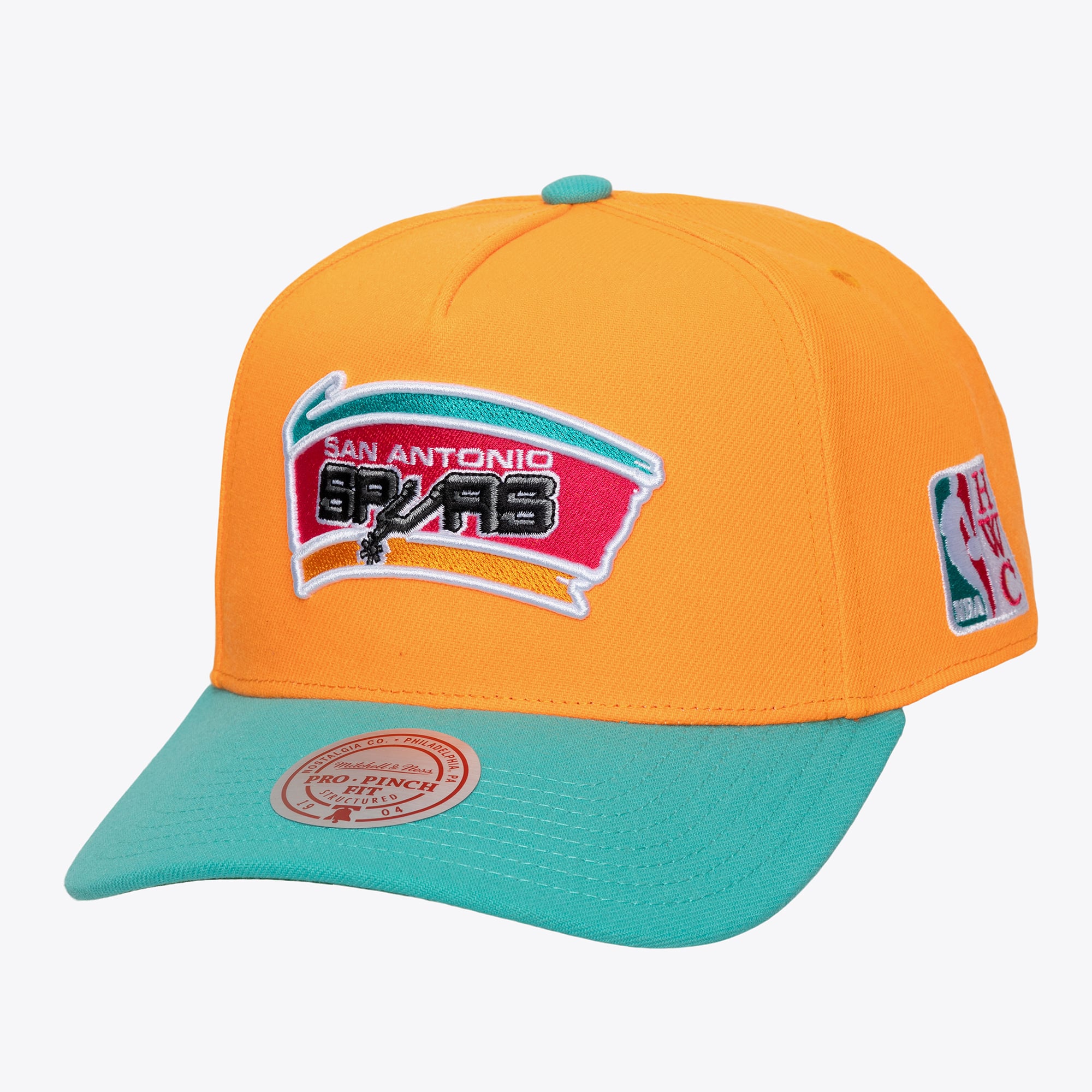 San Antonio Spurs Orange/Teal Hardwood Classics Legendary Home Pro Pinch Snapback Hat
