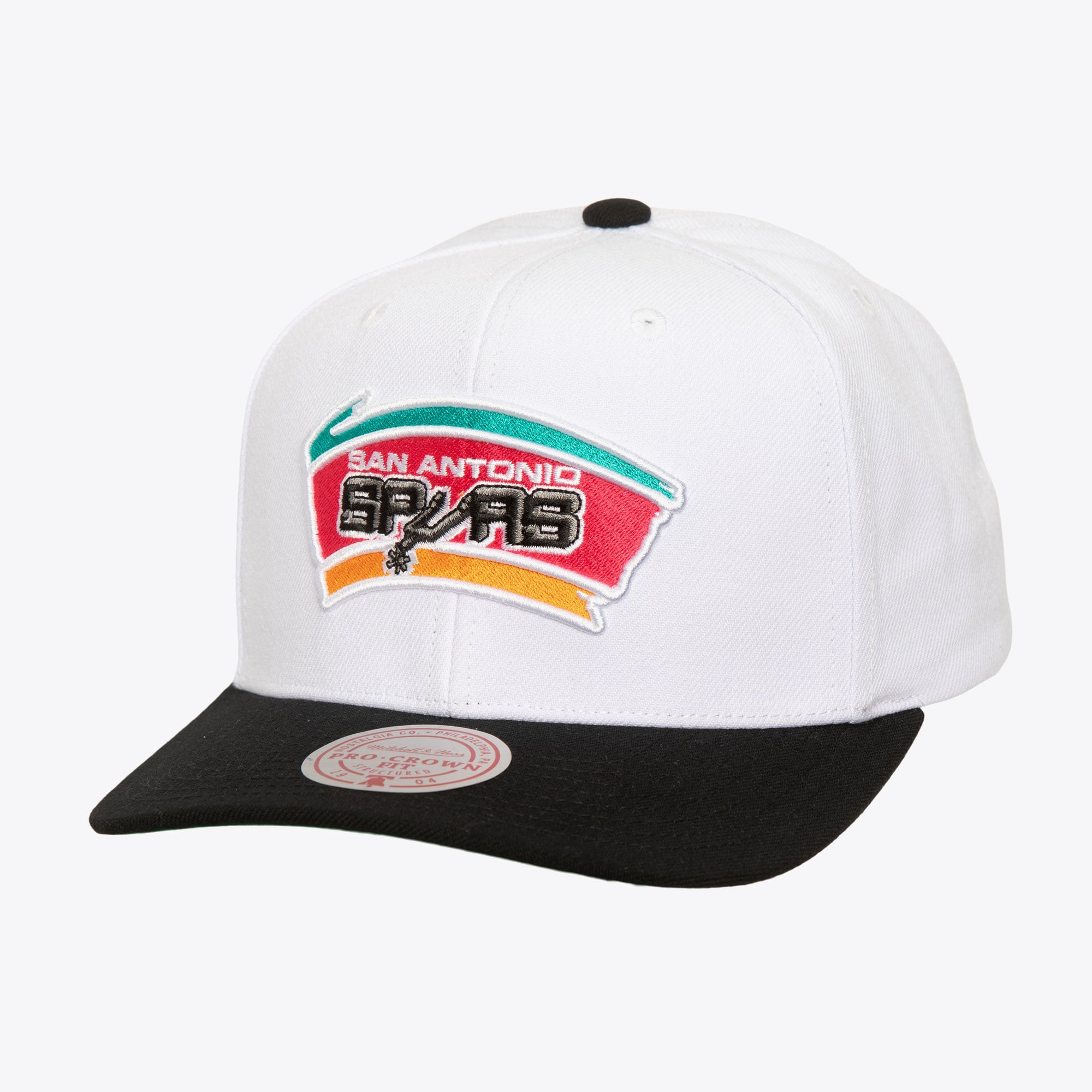 San Antonio Spurs White/Black Hardwood Classics Team Two-Tone 2.0 Pro Crown Snapback