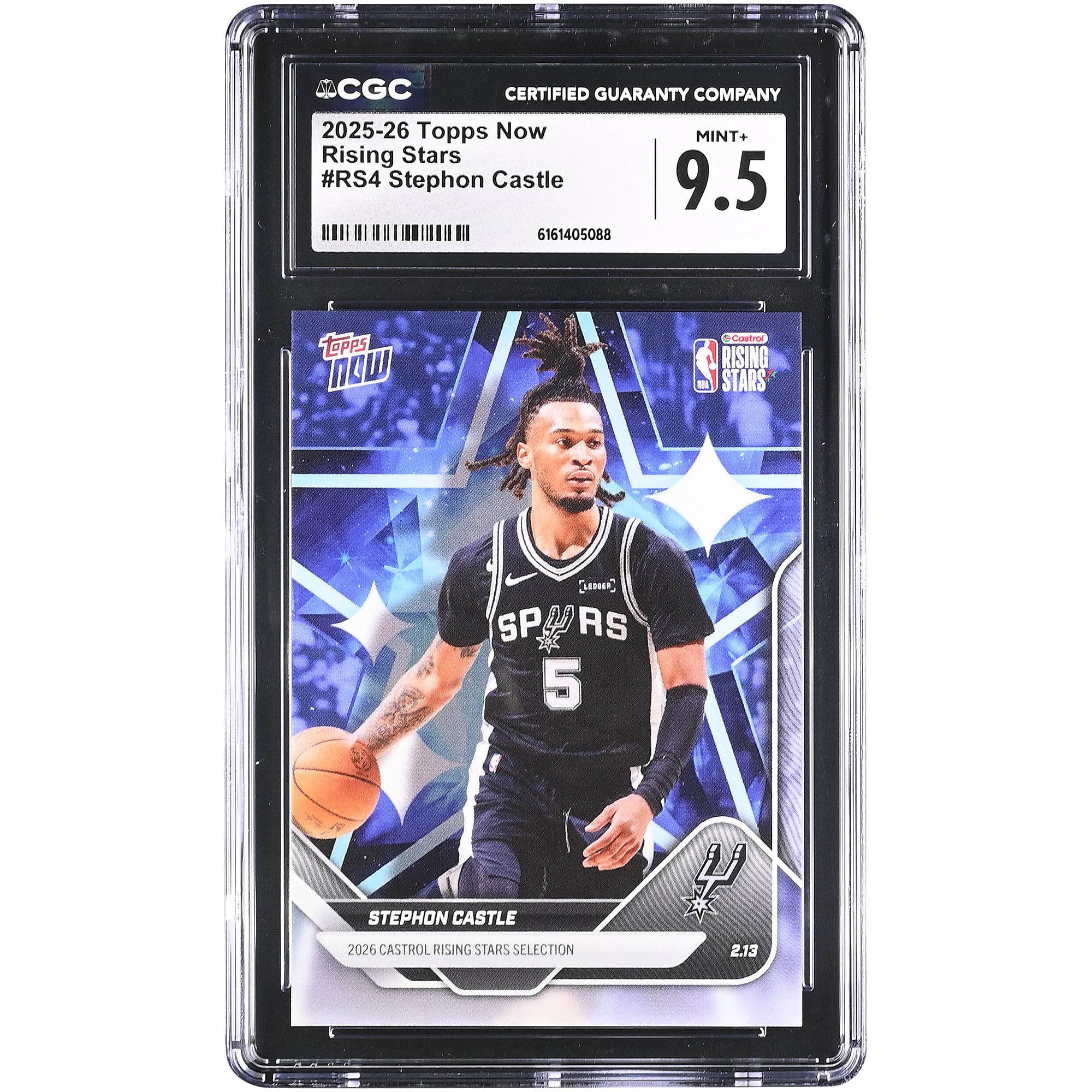 Carte Stephon Castle San Antonio Spurs 2025-26 Topps Now Rising Stars #RS4 authentifiée CGC 9.5