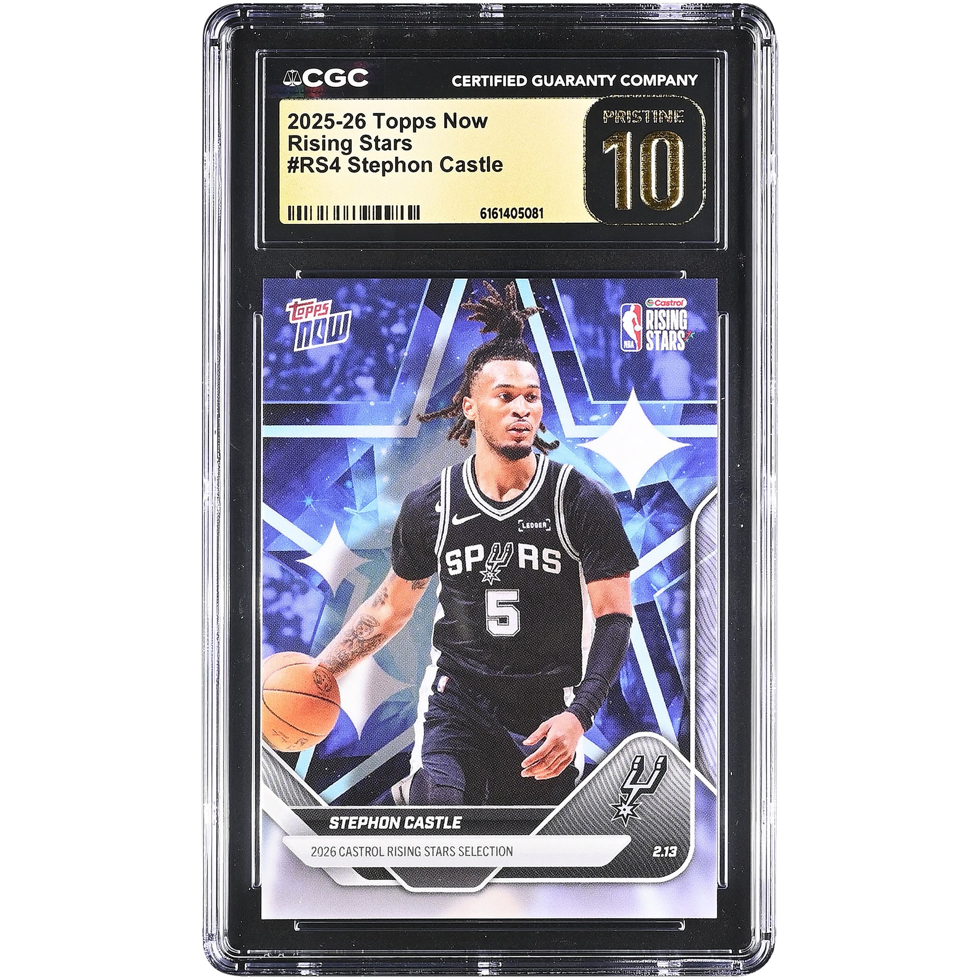 Stephon Castle San Antonio Spurs 2025-26 Topps Now Rising Stars #RS4 CGC Authenticated PRISTINE 10 Card
