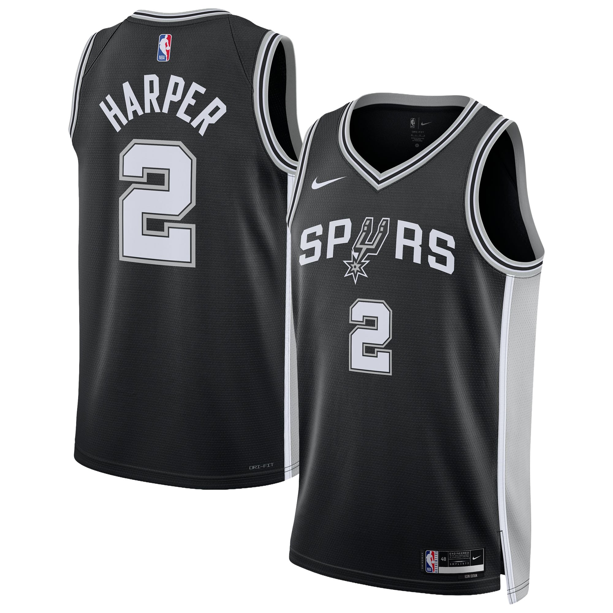Maillot unisexe Nike Dylan Harper noir San Antonio Spurs Swingman - Édition Icon