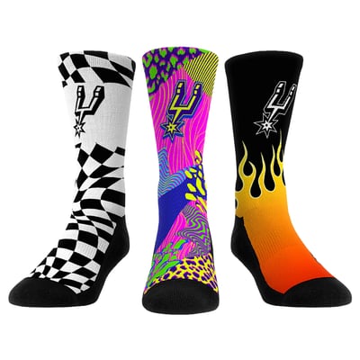  San Antonio Spurs Rock Em Unisex Team Vibes Three-Pack Crew Socks Set - Black