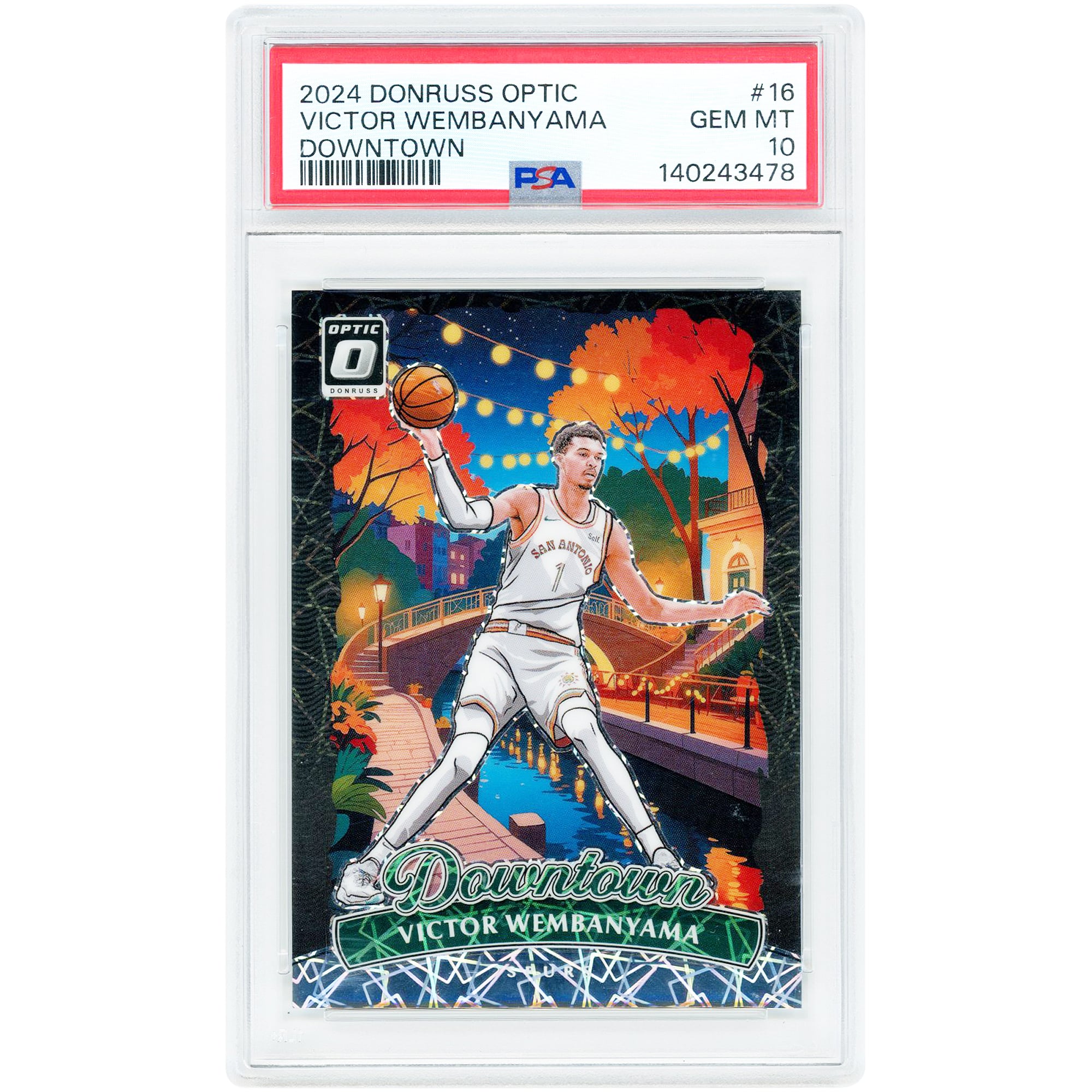 Victor Wembanyama San Antonio Spurs 2024-25 Panini Donruss Optic Downtown #16 PSA Authenticated 10 Card