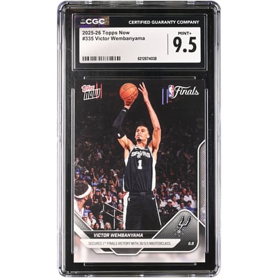 Victor Wembanyama San Antonio Spurs 2025-26 Topps Now Secures 1st Finals Victory with 30/5/5 Masterclass #335 CGC Authenticated MINT+ 9.5 Card