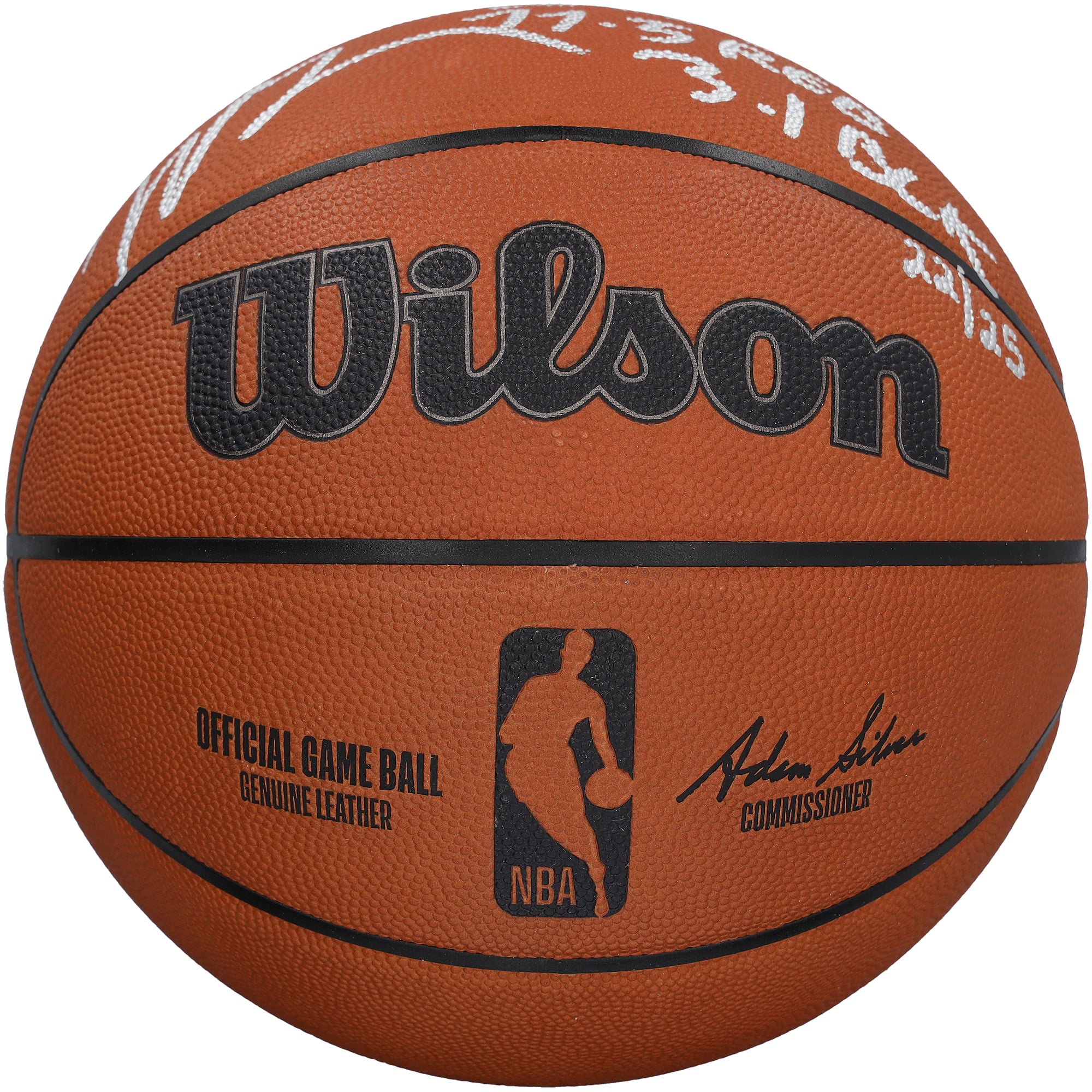 Ballon de basket officiel Wilson des San Antonio Spurs, autographié par Victor Wembanyama et comportant plusieurs inscriptions - Édition limitée à 25 exemplaires