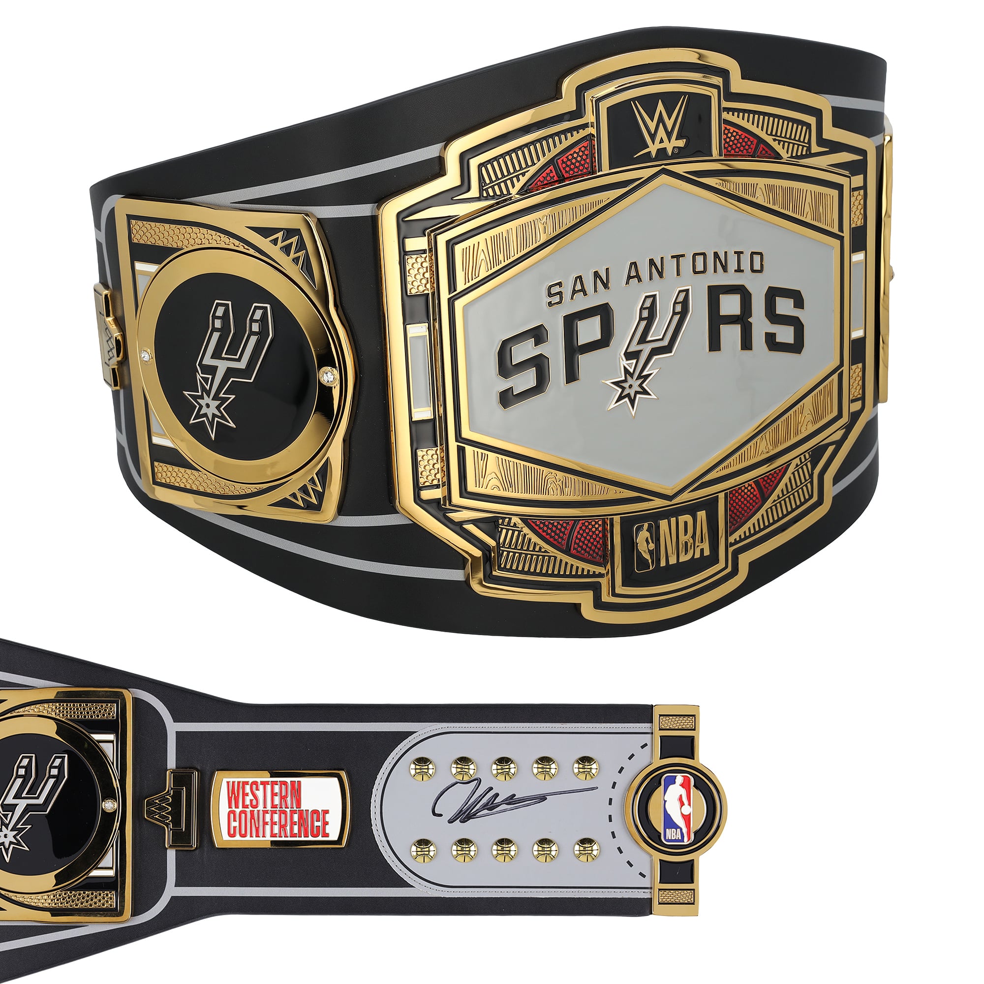 Ceinture de titre WWE Legacy autographiée par Victor Wembanyama des San Antonio Spurs