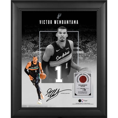 Victor Wembanyama San Antonio Spurs Facsimile Signature Fanatics Authentic Framed 11" x 14" Showcase Collage with a Piece of Game-Used Basketball - Limited Edition of 250