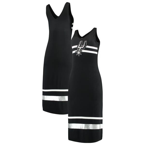 san antonio spurs jersey dress Women's G-III 4Her by Carl Banks Black/Silver Maxi ready-to-publish