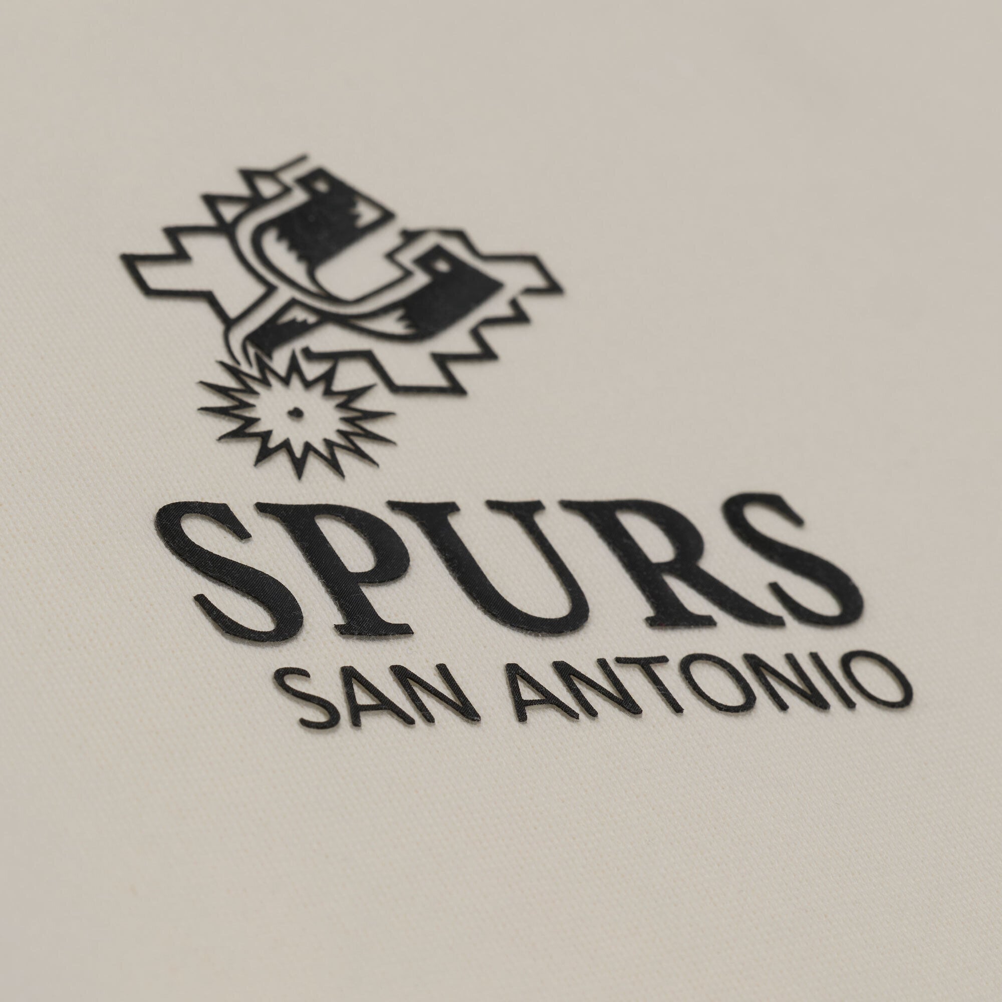 Women's Mitchell & Ness Cream San Antonio Spurs Core Essentials Micro Logo Fleece Sweatshirt