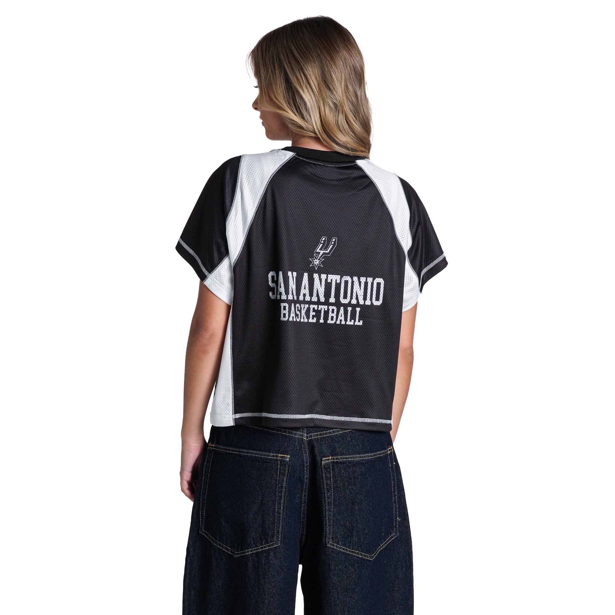 Haut raglan en maille contrastée noir San Antonio Spurs pour femme de The Wild Collective
